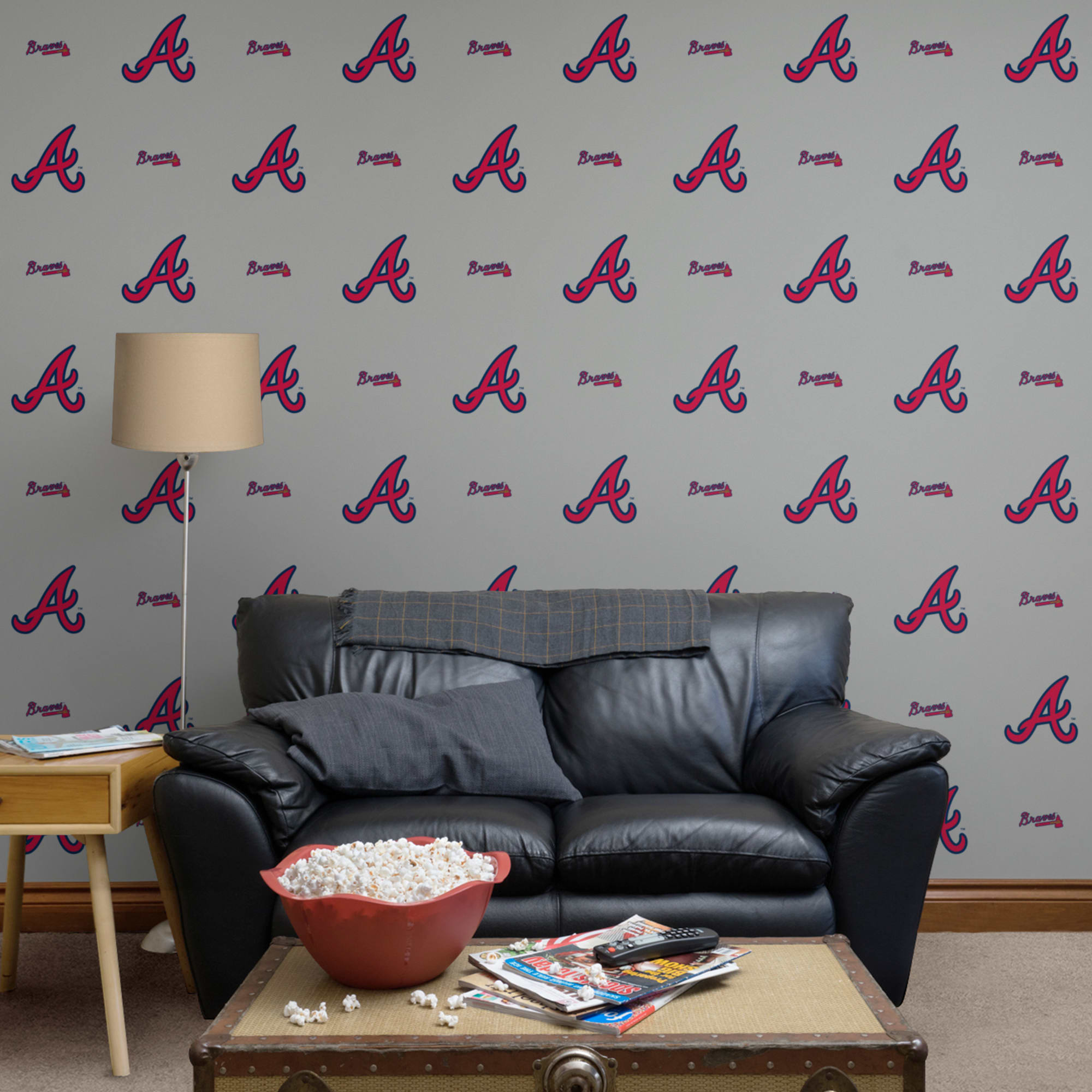 Atlanta Braves: Logo Pattern - Officially Licensed Removable Wallpaper 12" x 12" Sample by Fathead