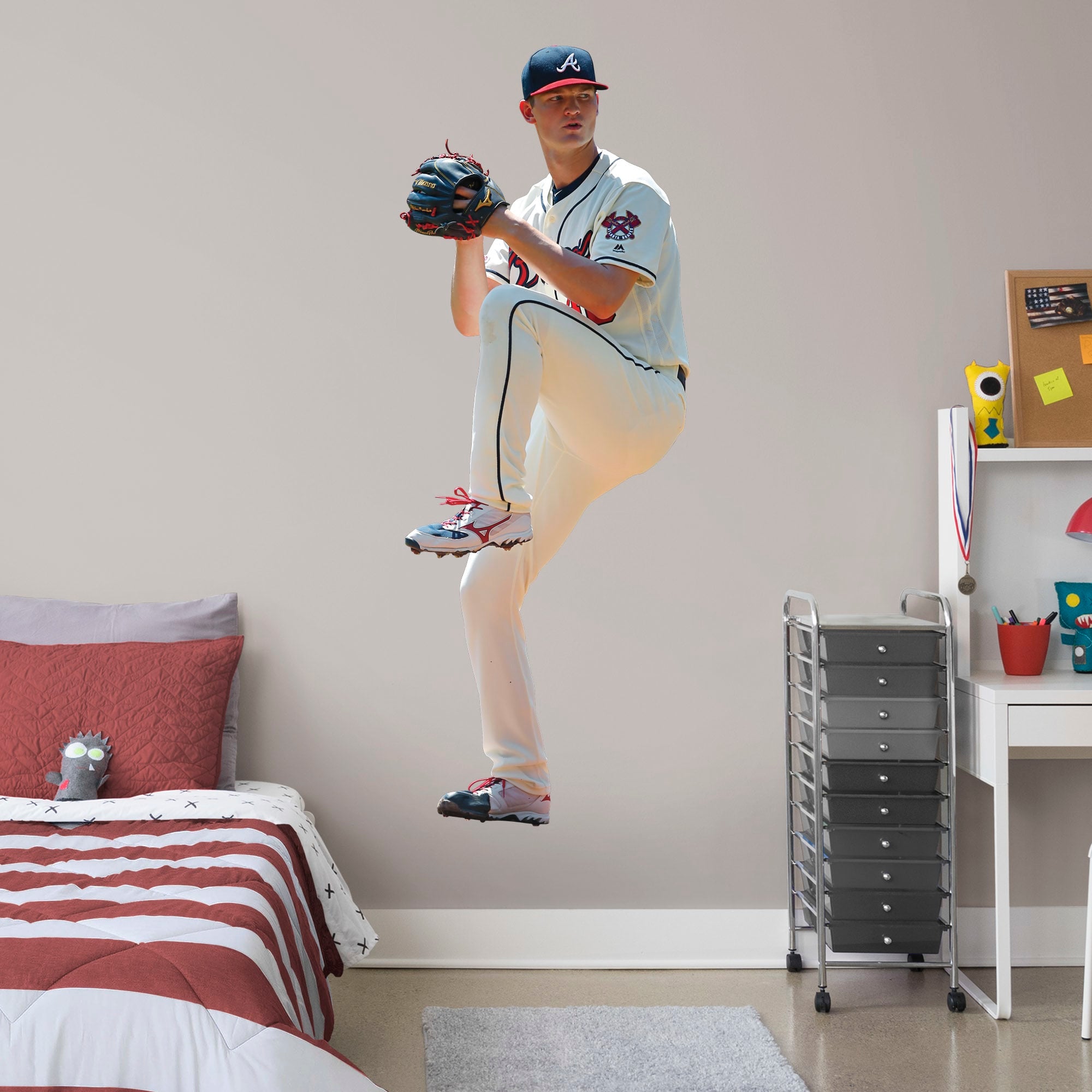 Mike Soroka for Atlanta Braves - Officially Licensed MLB Removable Wall Decal Life-Size Athlete + 2 Decals (29"W x 78"H) by Fath