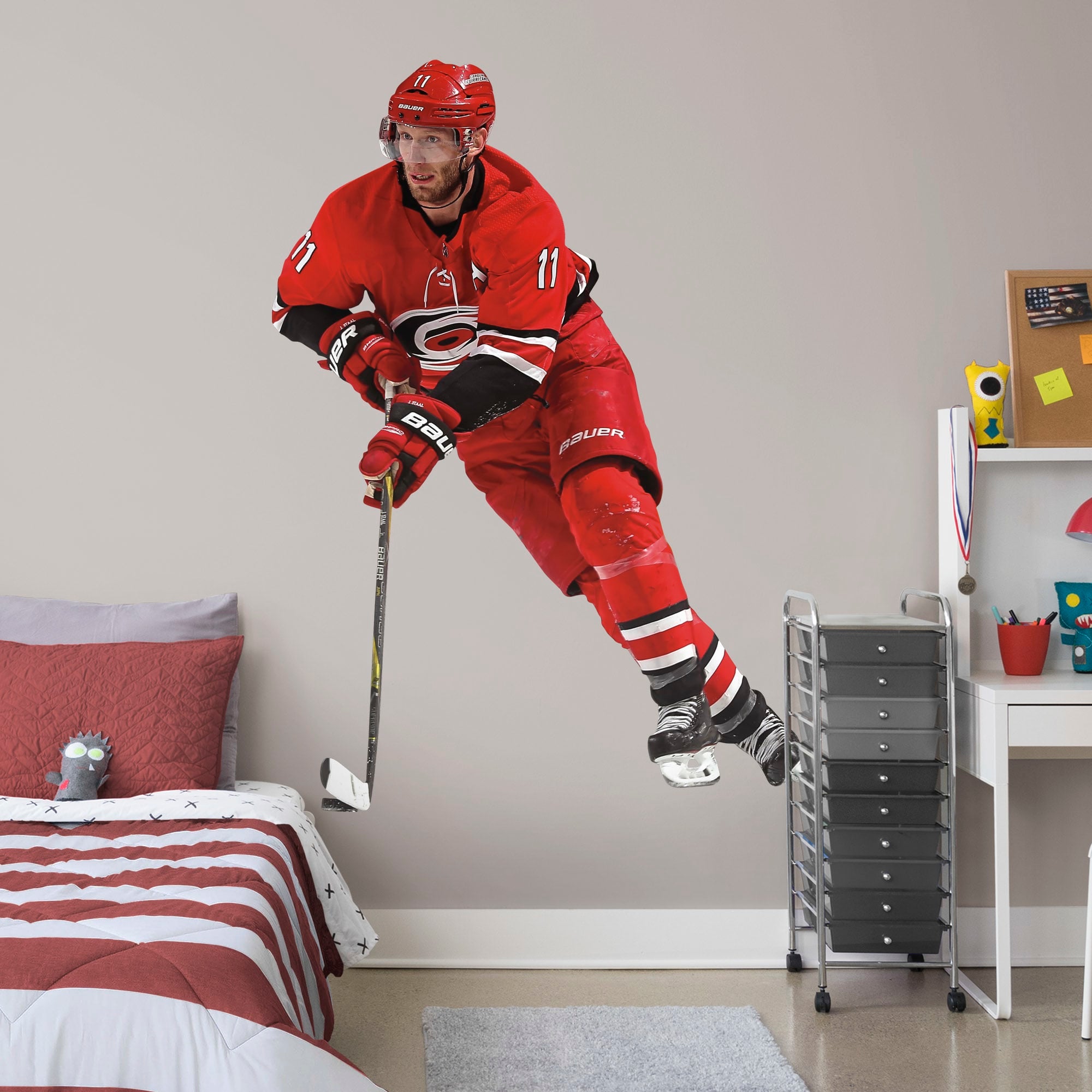Jordan Staal for Carolina Hurricanes - Officially Licensed NHL Removable Wall Decal Life-Size Athlete + 2 Decals (55"W x 76"H) b