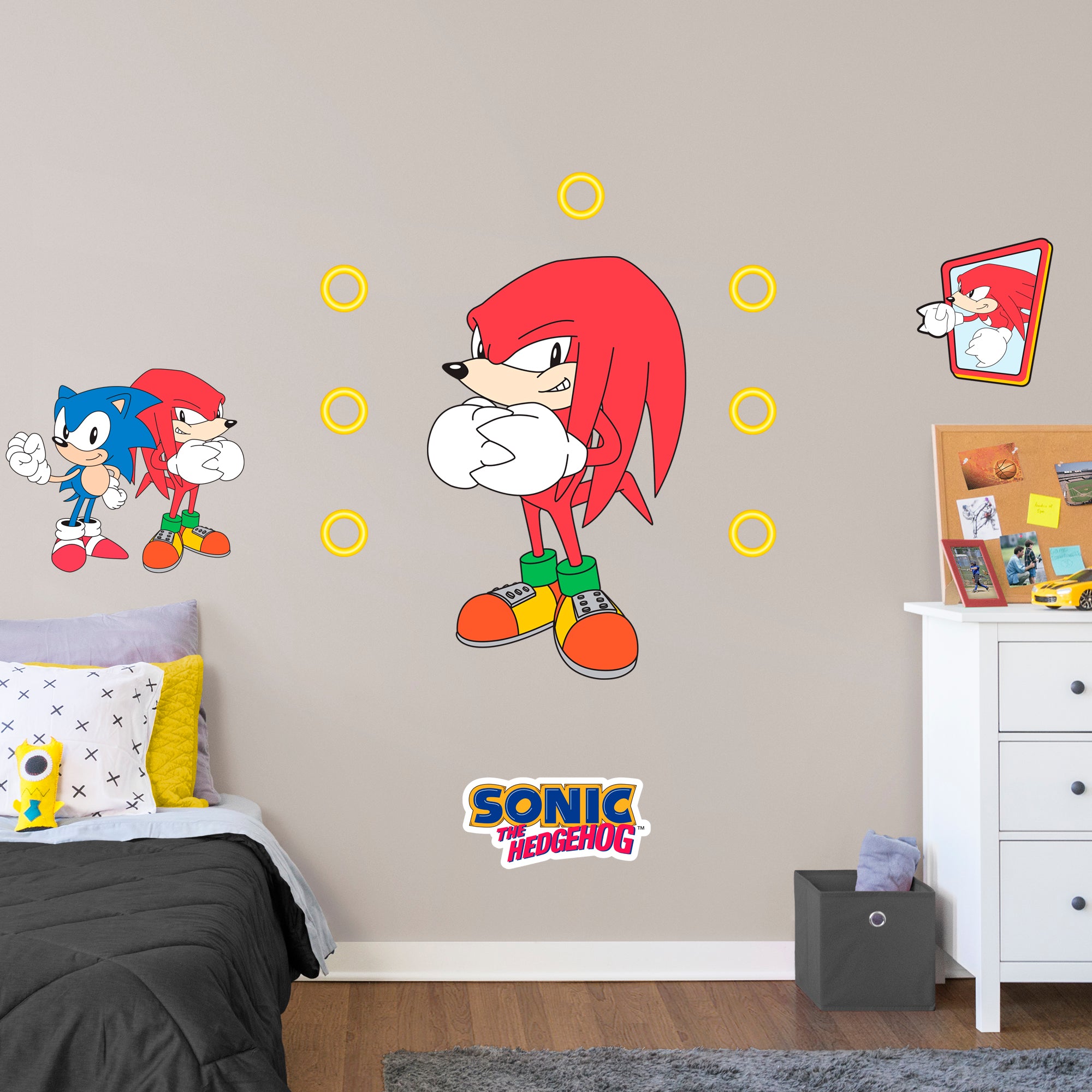 Sonic the Hedgehog - Knuckles Classic - Officially Licensed SEGA Removable Wall Decal Giant Character + 10 Decals (44"W x 27"H)