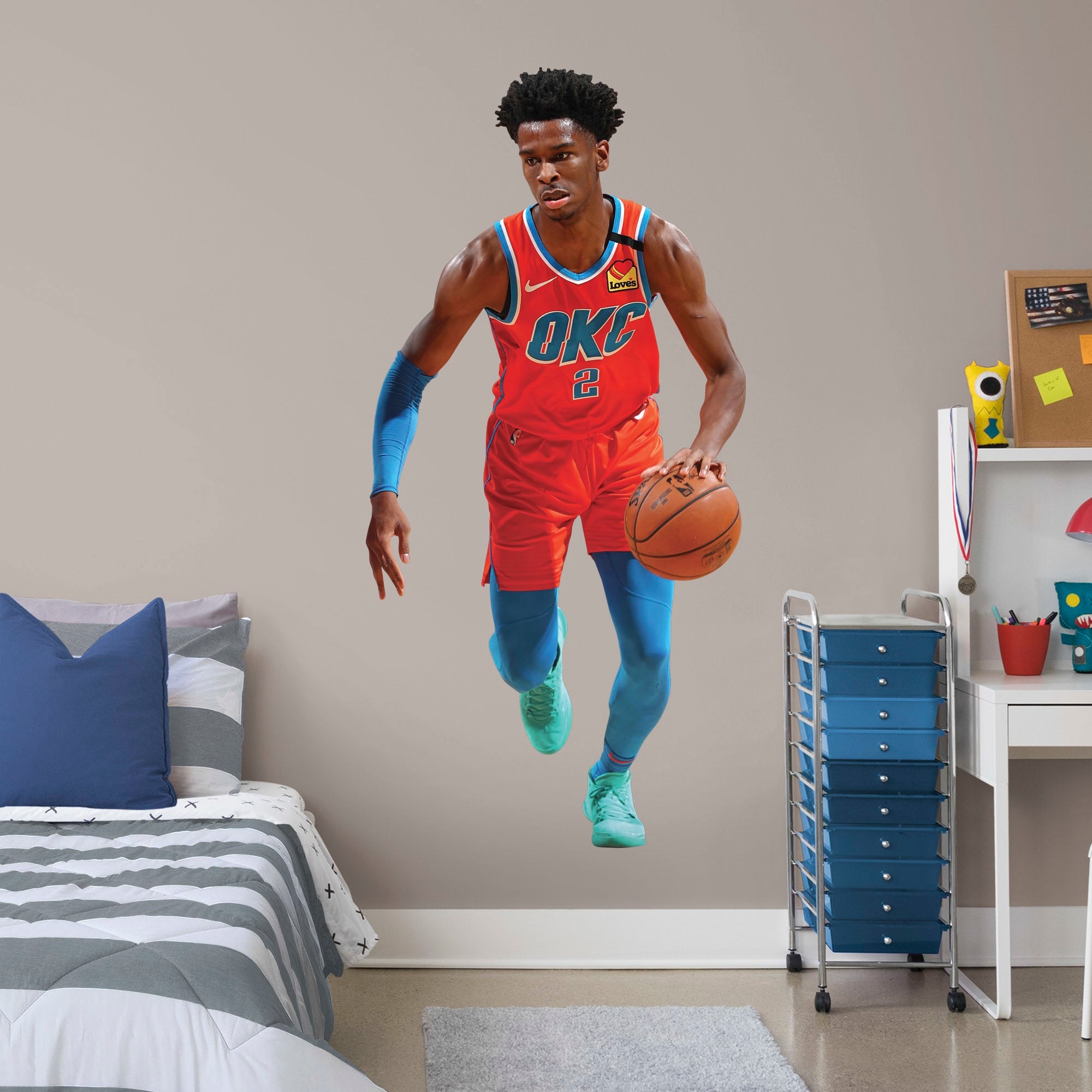 Shai Gilgeous-Alexander for Oklahoma City Thunder - Officially Licensed NBA Removable Wall Decal Life-Size Athlete + 2 Decals (3