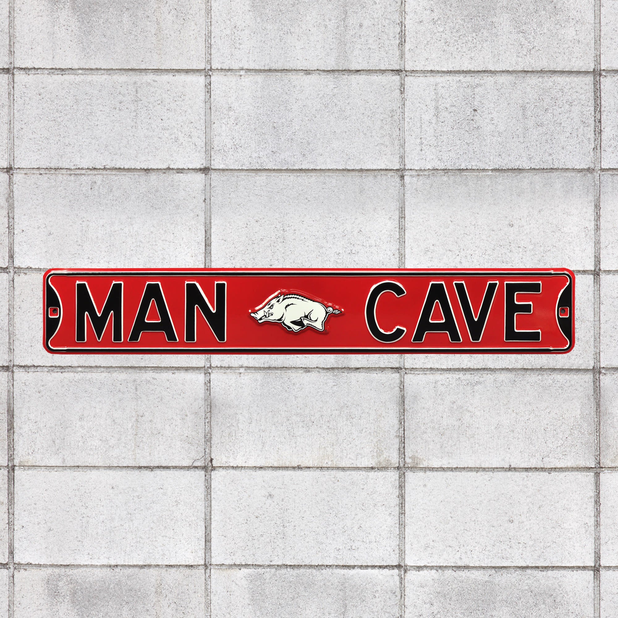 Arkansas Razorbacks: Man Cave - Officially Licensed Metal Street Sign 36.0"W x 6.0"H by Fathead | 100% Steel