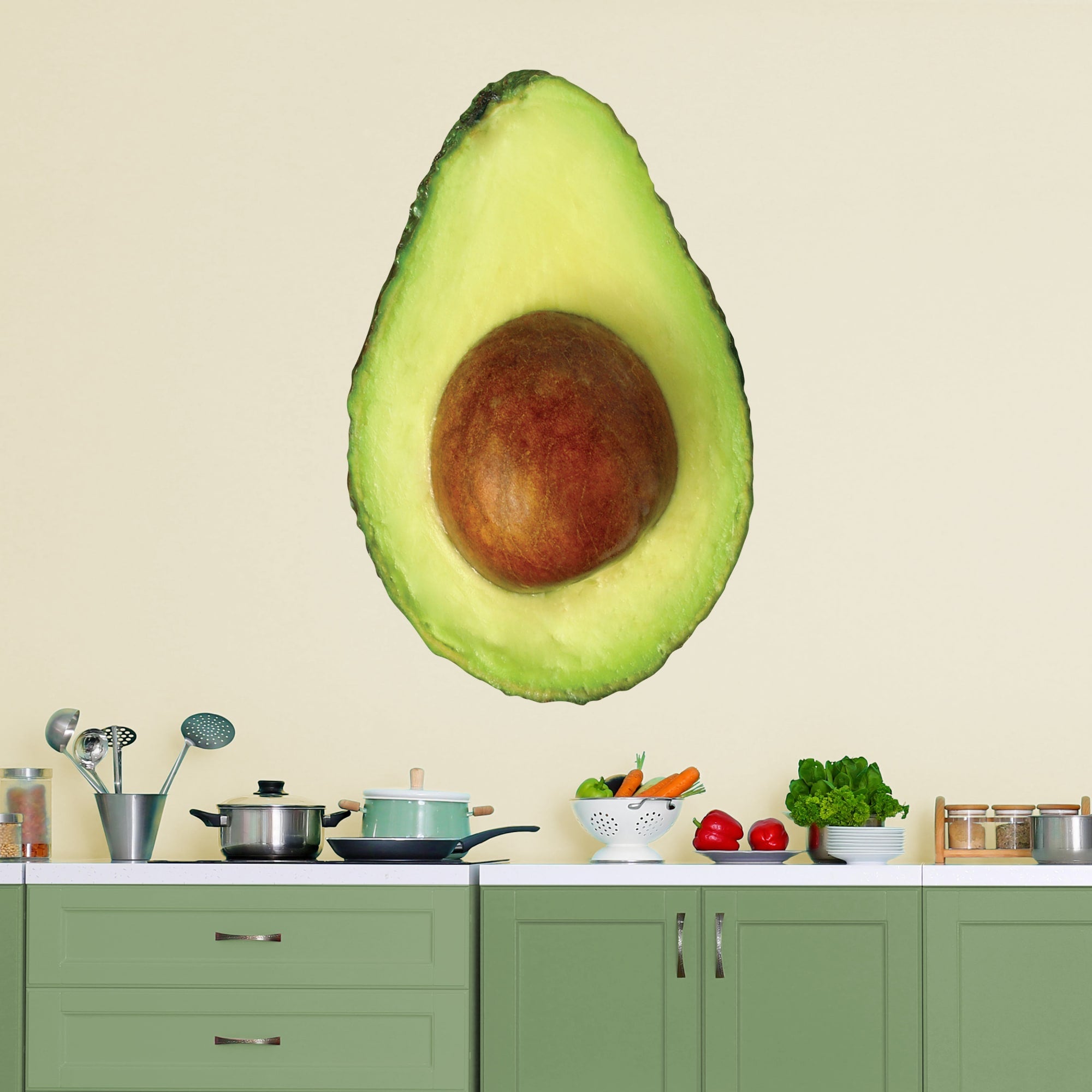 Avocado - Removable Vinyl Decal Giant Avocado + 2 Decals (31"W x 50"H) by Fathead