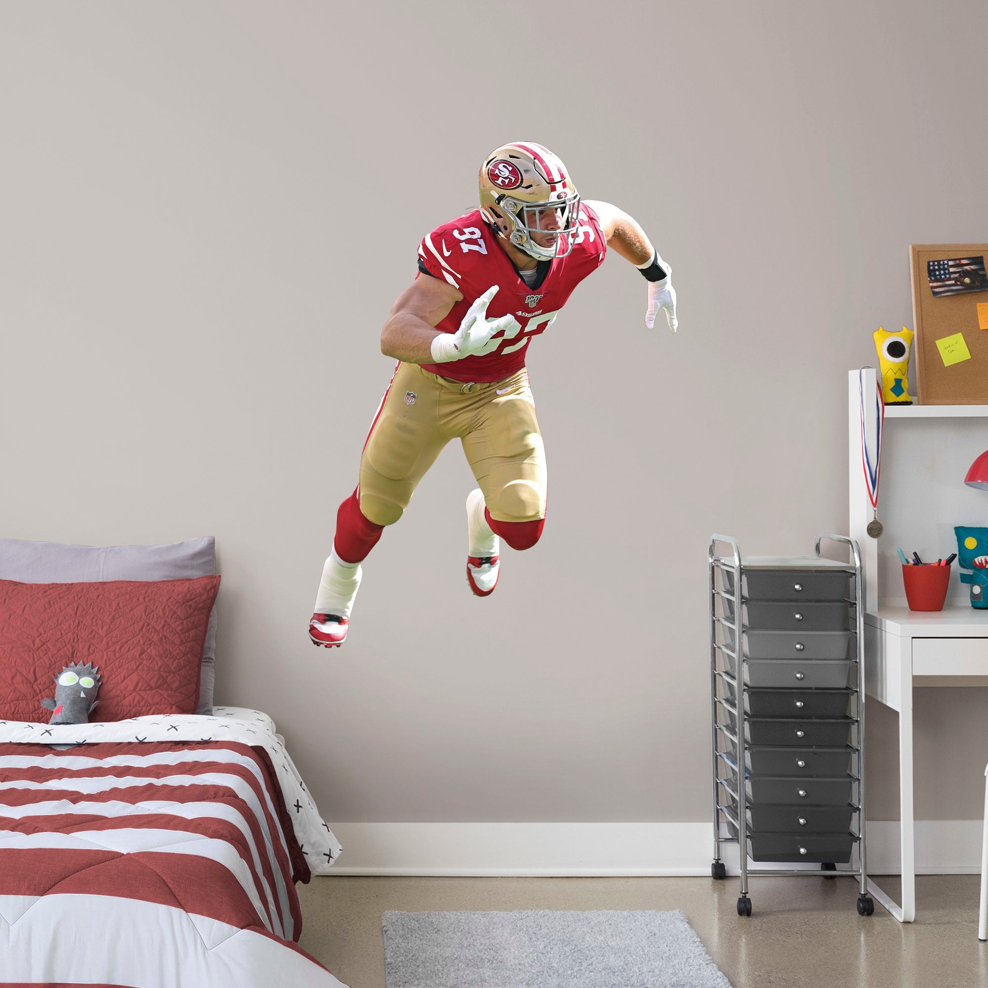 Nick Bosa for San Francisco 49ers - Officially Licensed NFL Removable Wall Decal Giant Athlete + 2 Decals (35"W x 48"H) by Fathe