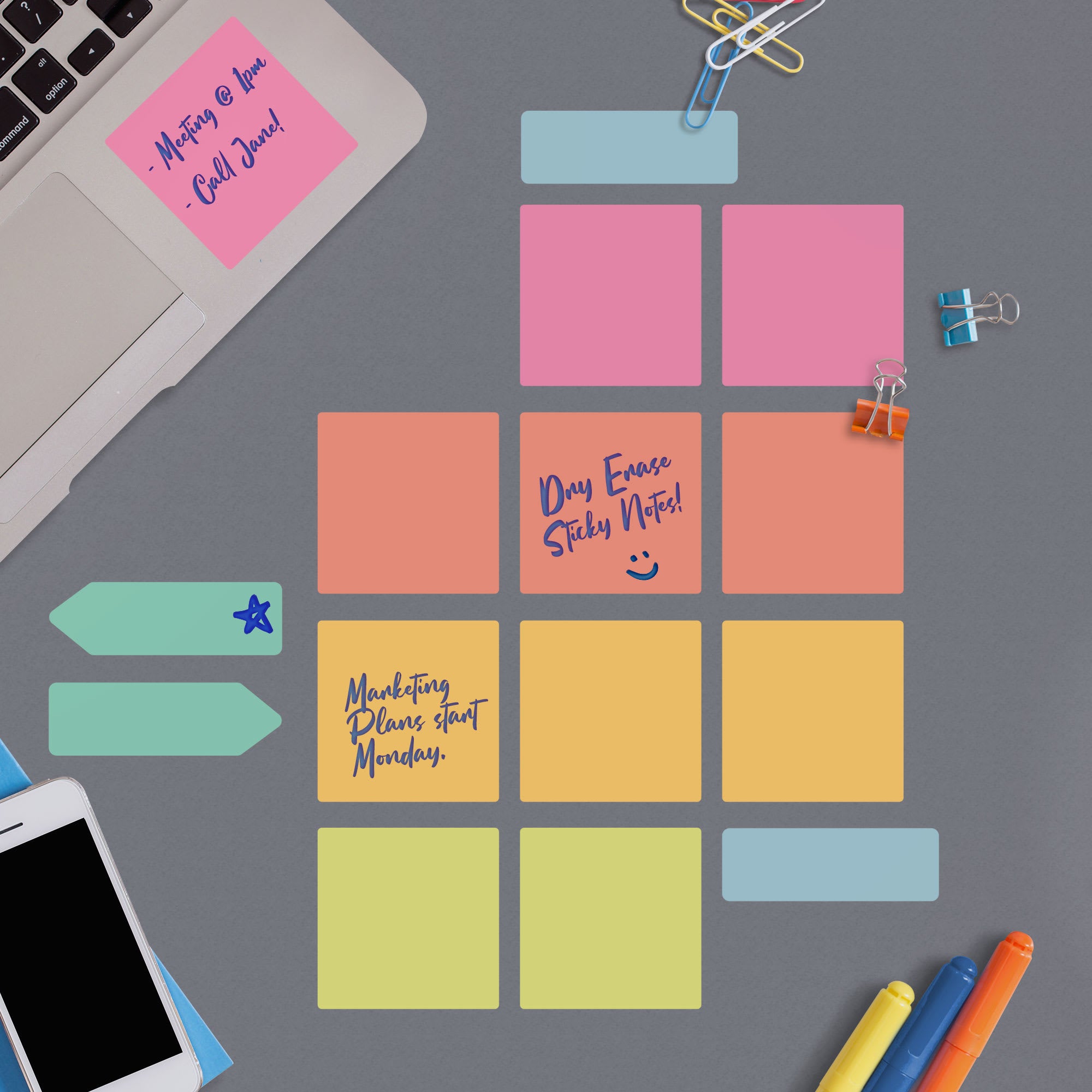 Sticky Notes: Bright - Removable Dry Erase Vinyl Decal 3.0"W x 3.0"H by Fathead