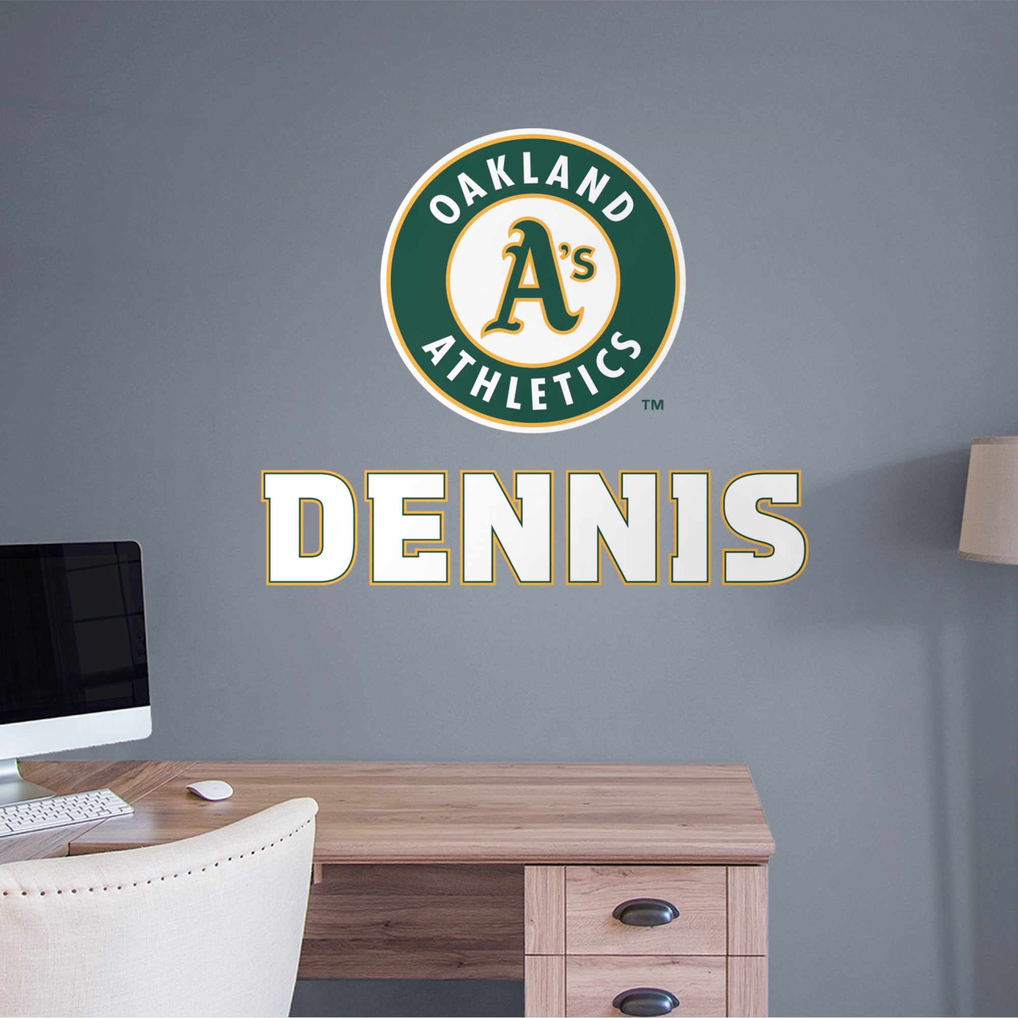 Oakland Athletics: Stacked Personalized Name - Officially Licensed MLB Transfer Decal in White (52"W x 39.5"H) by Fathead | Viny