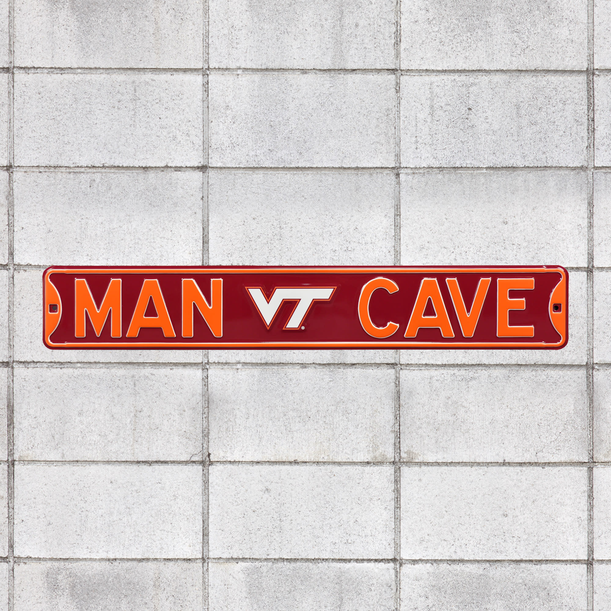 Virginia Tech Hokies: Man Cave - Officially Licensed Metal Street Sign 36.0"W x 6.0"H by Fathead | 100% Steel