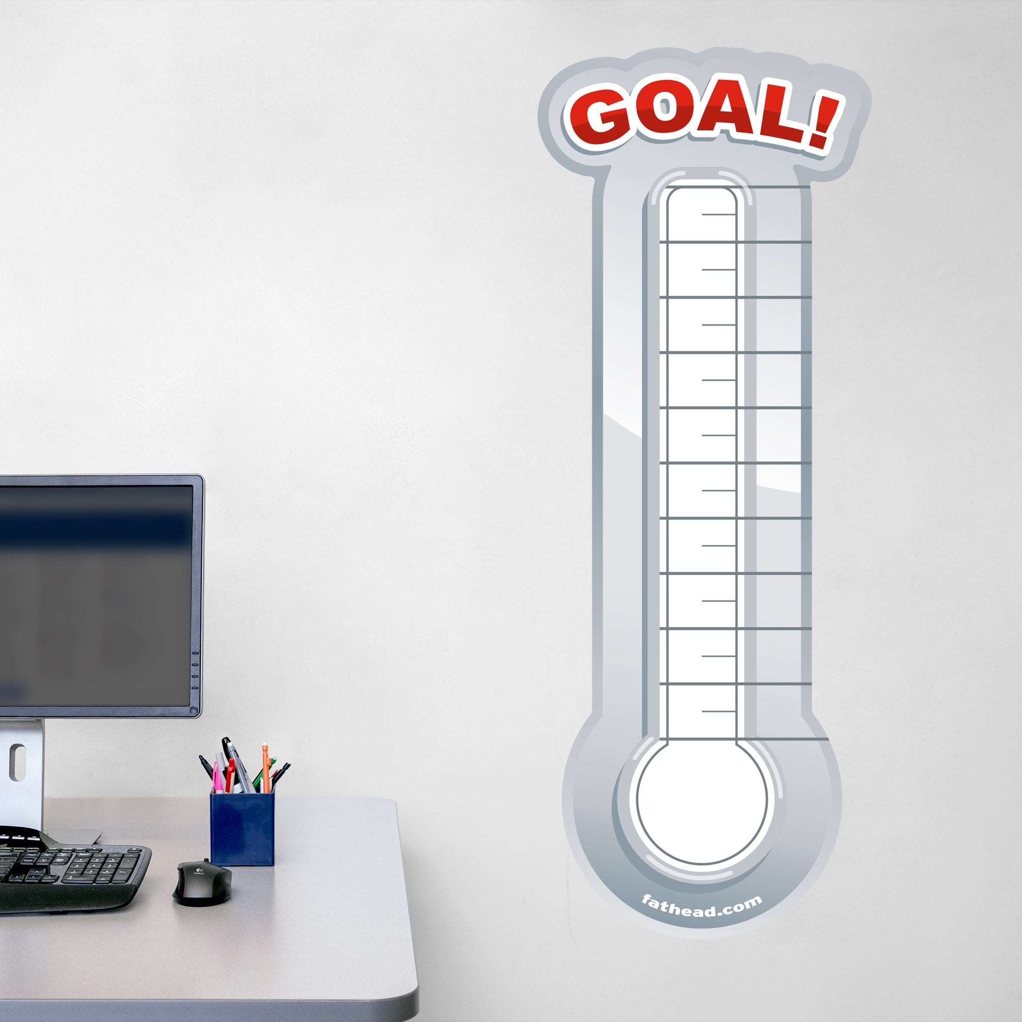 Goal Thermometer - Removable Dry Erase Vinyl Decal in Gray (18"W x 47"H) by Fathead