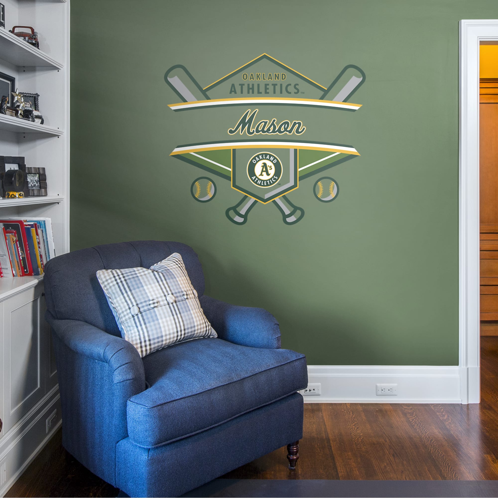 Oakland Athletics: Personalized Name - Officially Licensed MLB Transfer Decal 45.0"W x 39.0"H by Fathead | Vinyl