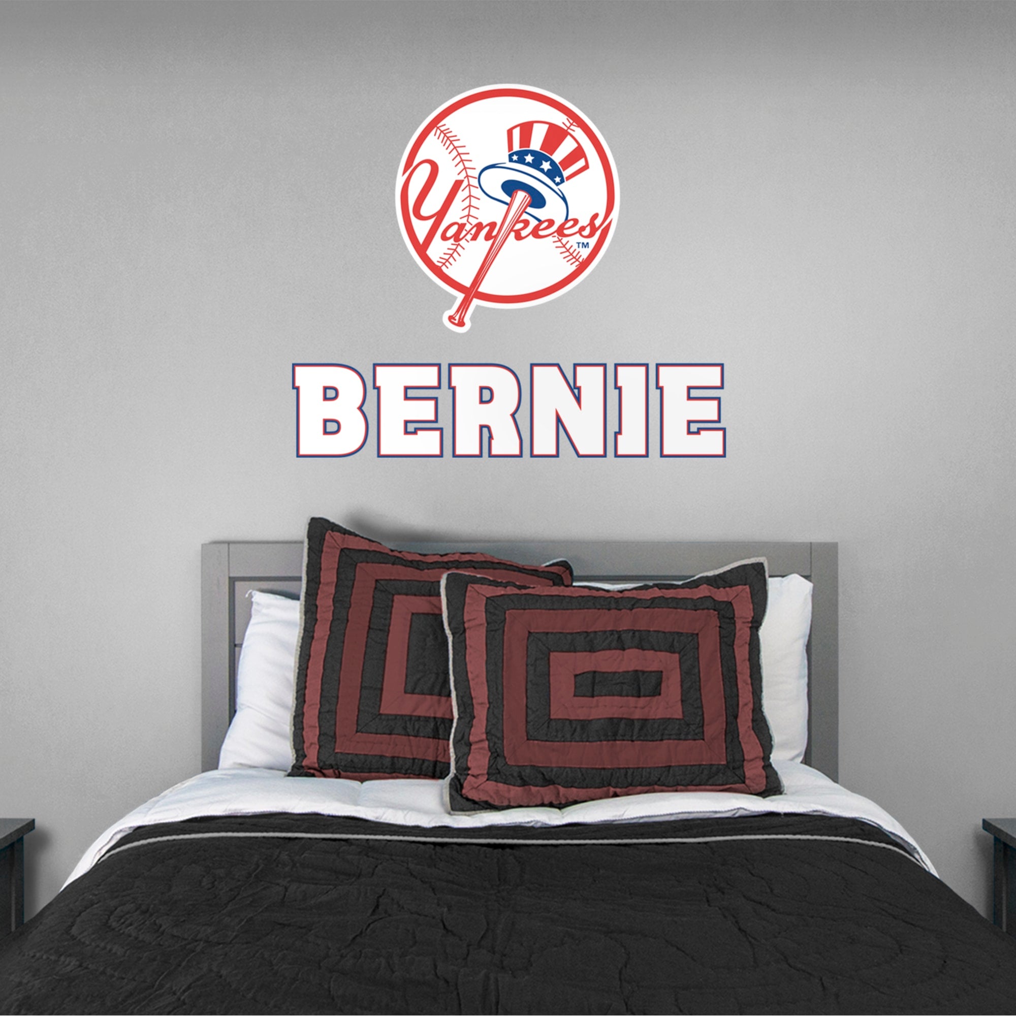 New York Yankees: Stacked Personalized Name - Officially Licensed MLB Transfer Decal in White (52"W x 39.5"H) by Fathead | Vinyl