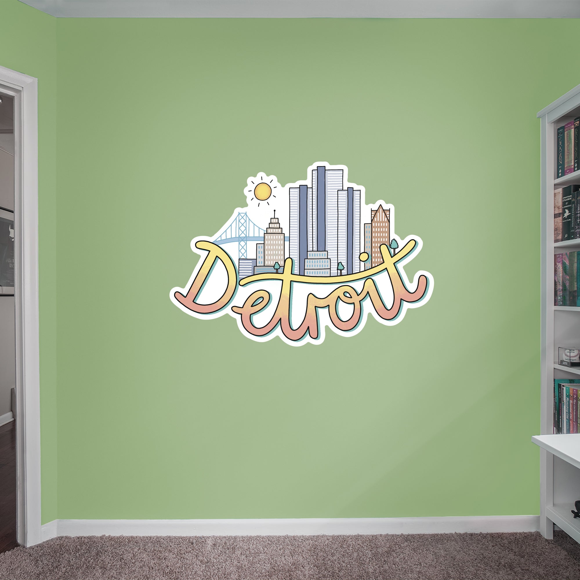 Detroit - Officially Licensed Big Moods Removable Wall Decal Giant Decal (50"W x 35"H) by Fathead | Vinyl