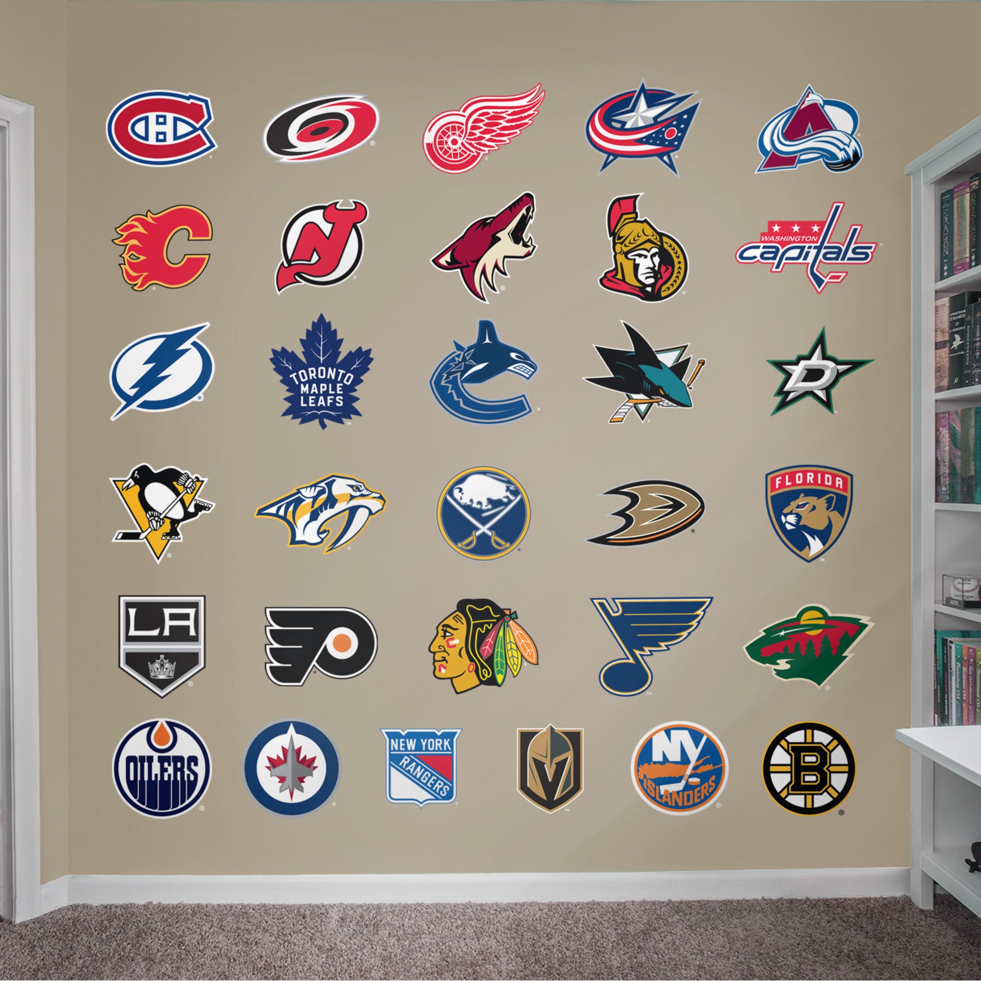 NHL: Team Logo Collection - Officially Licensed Removable Wall Graphics 12.0"W x 12.0"H by Fathead | Vinyl