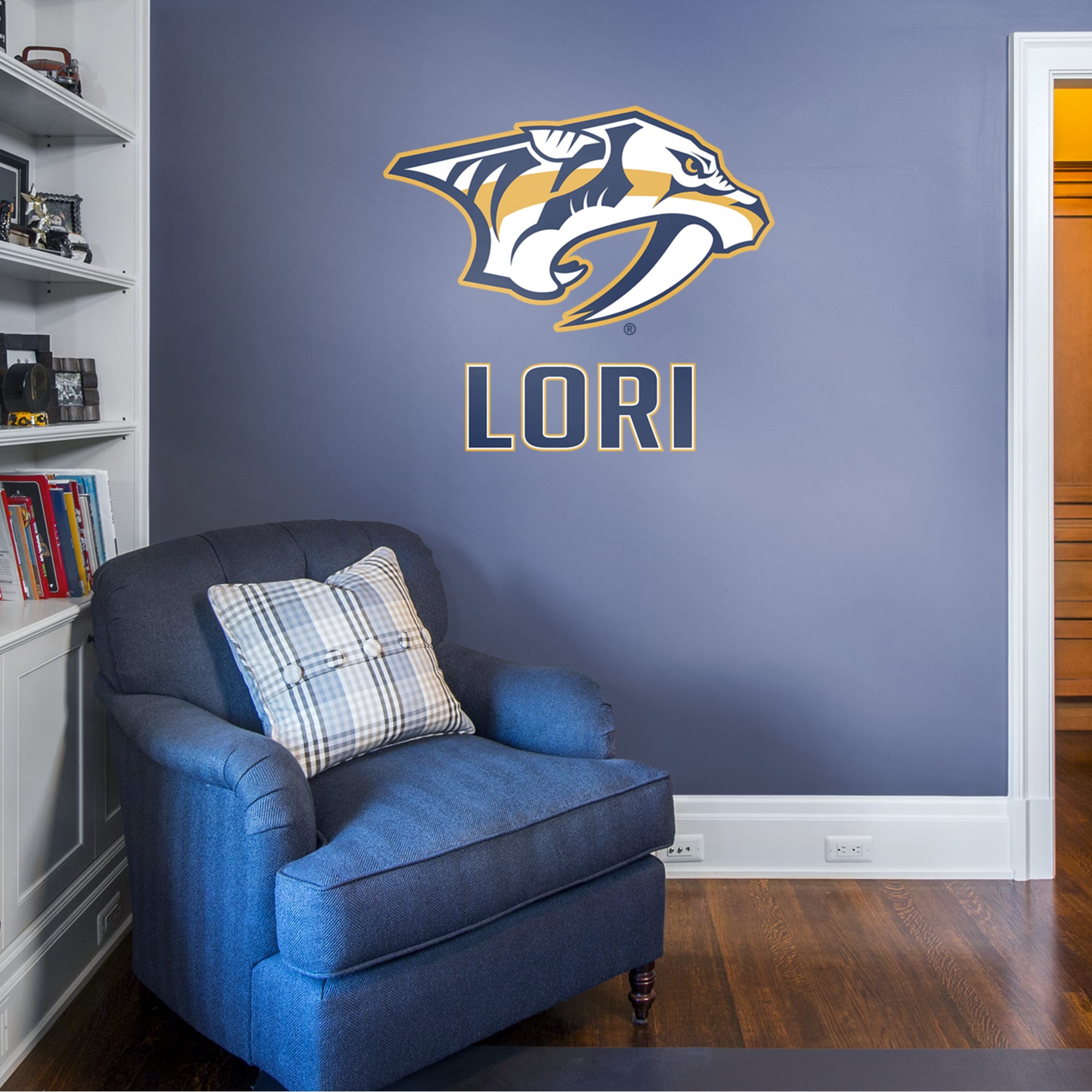 Nashville Predators: Stacked Personalized Name - Officially Licensed NHL Transfer Decal in Navy (39.5"W x 52"H) by Fathead | Vin