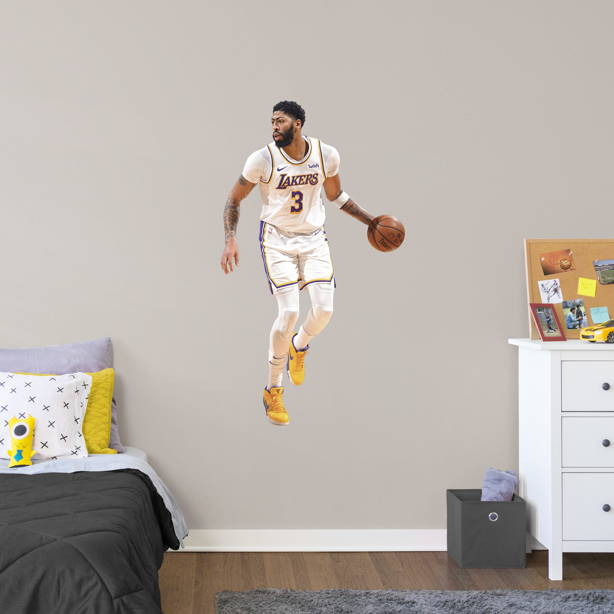 Anthony Davis for Los Angeles Lakers - Officially Licensed NBA Removable Wall Decal Giant Athlete + 2 Decals (29"W x 51"H) by Fa