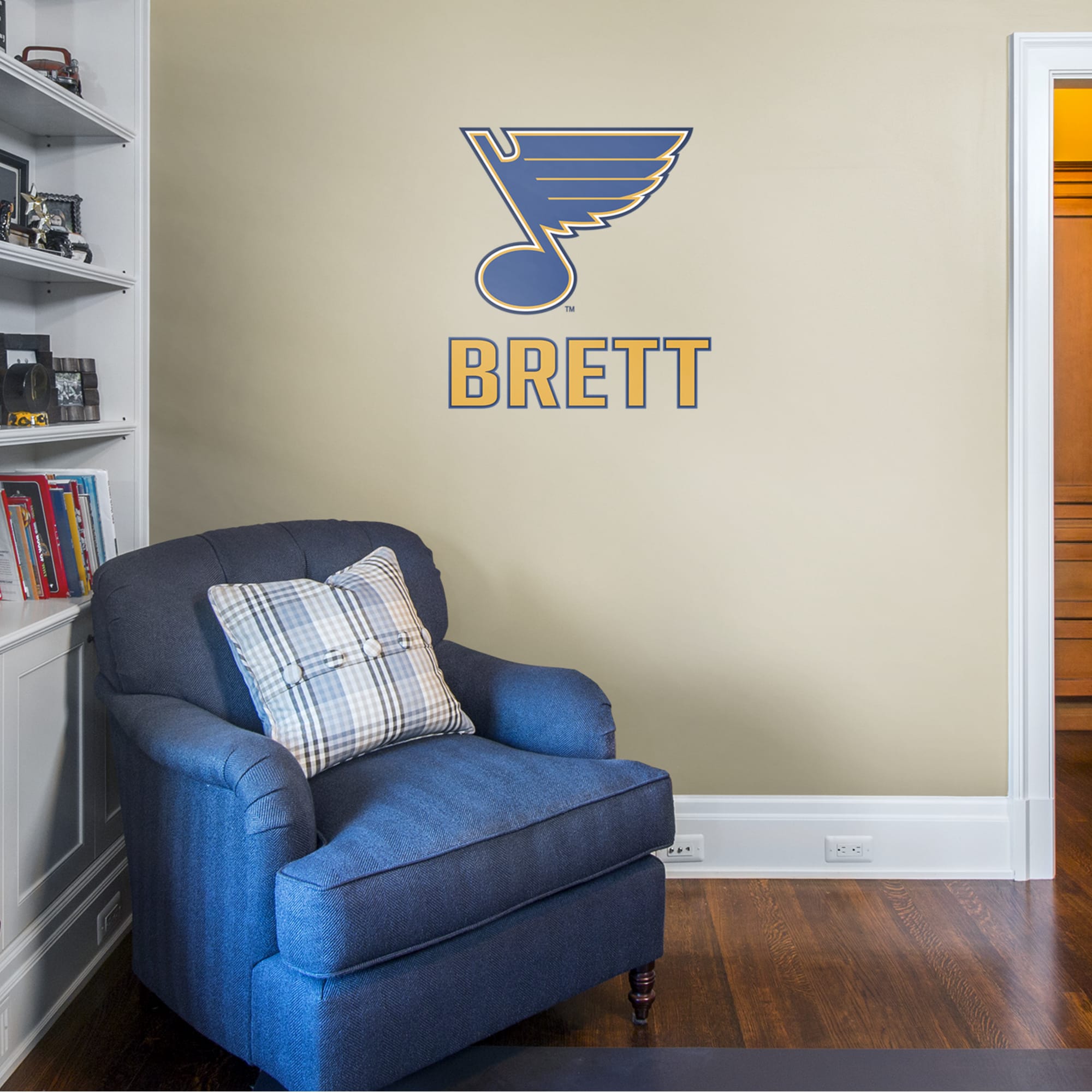 St. Louis Blues: Stacked Personalized Name - Officially Licensed NHL Transfer Decal in Yellow by Fathead | Vinyl