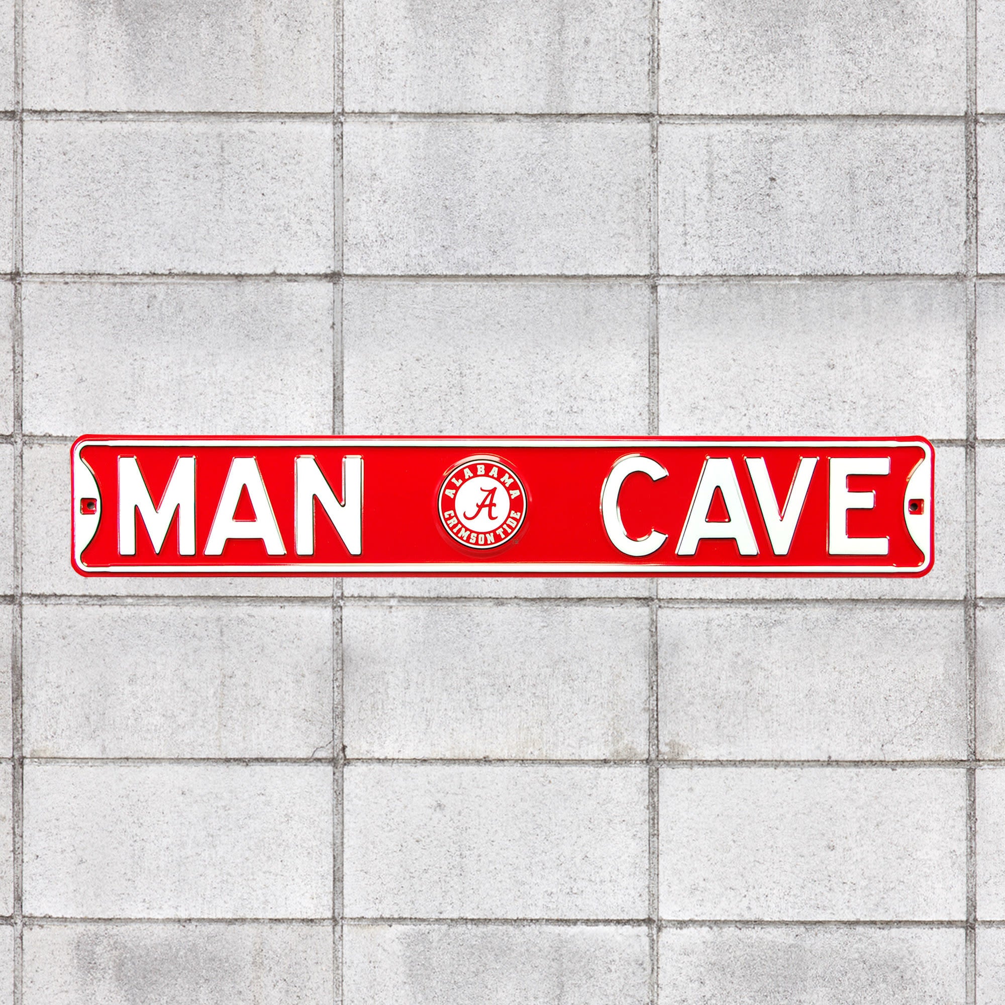 Alabama Crimson Tide: Man Cave - Officially Licensed Metal Street Sign 36.0"W x 6.0"H by Fathead | 100% Steel