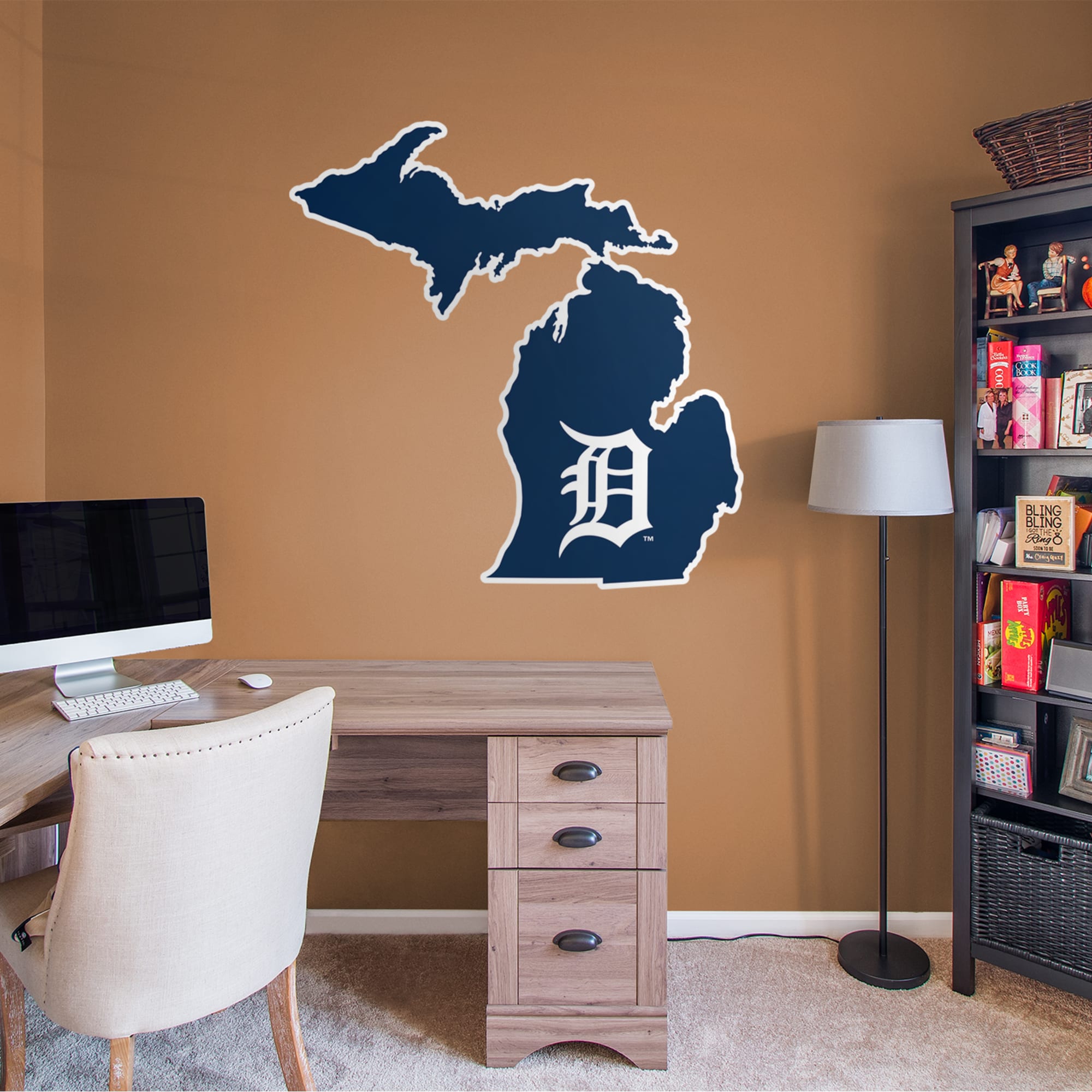 Detroit Tigers: State of Michigan - Officially Licensed MLB Removable Wall Decal 29.0"W x 51.0"H by Fathead | Vinyl