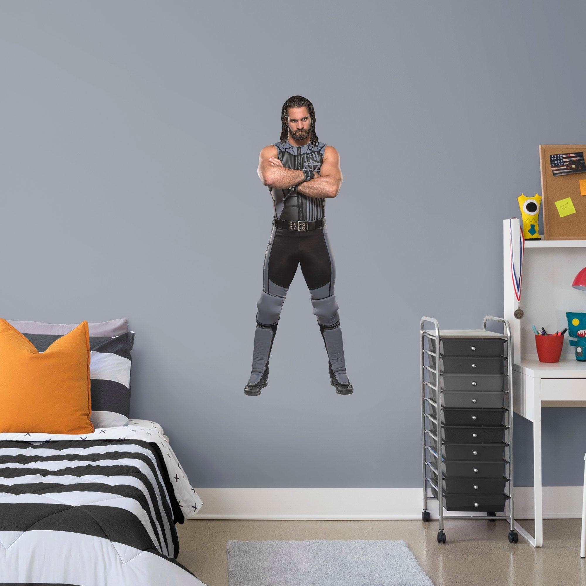 Seth Rollins for WWE - Officially Licensed Removable Wall Decal Giant Superstar + 2 Decals (19"W x 51"H) by Fathead | Vinyl