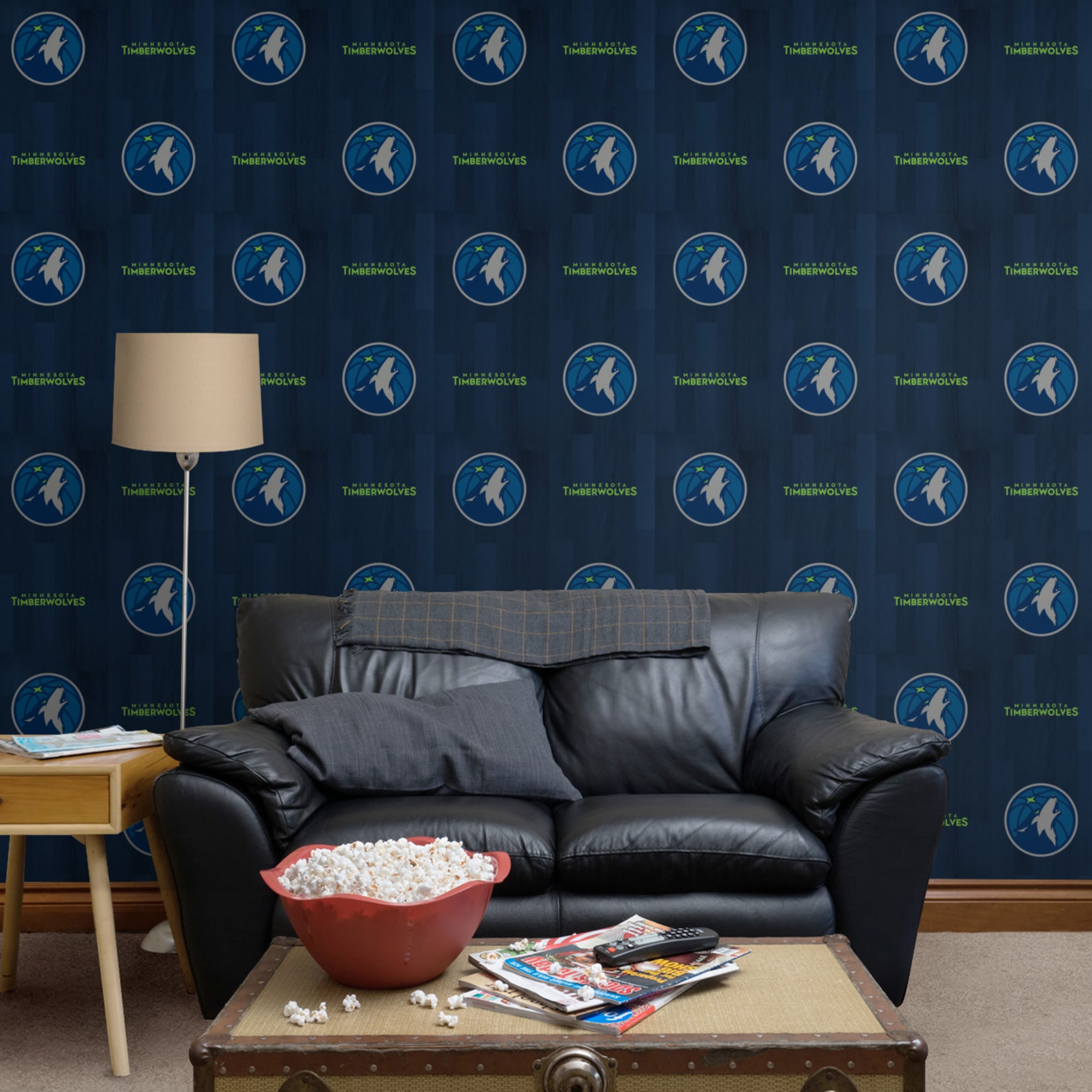 Minnesota Timberwolves: Hardwood Pattern - Officially Licensed Removable Wallpaper 12" x 12" Sample by Fathead