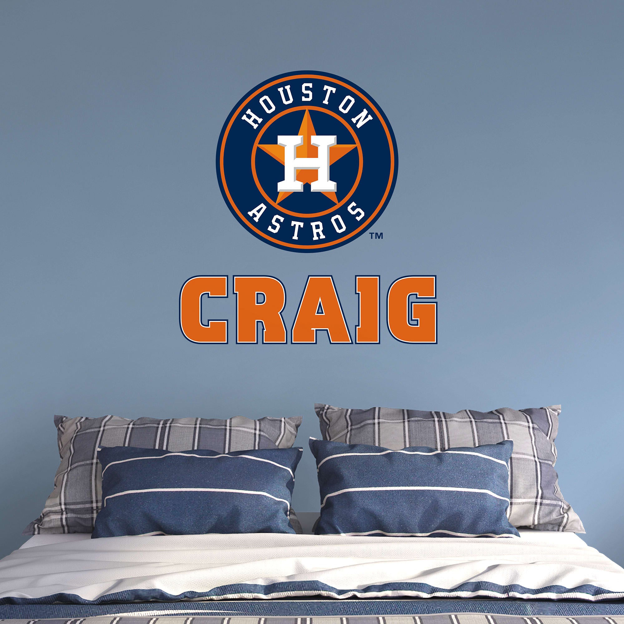 Houston Astros: Stacked Personalized Name - Officially Licensed MLB Transfer Decal in Orange (52"W x 39.5"H) by Fathead | Vinyl