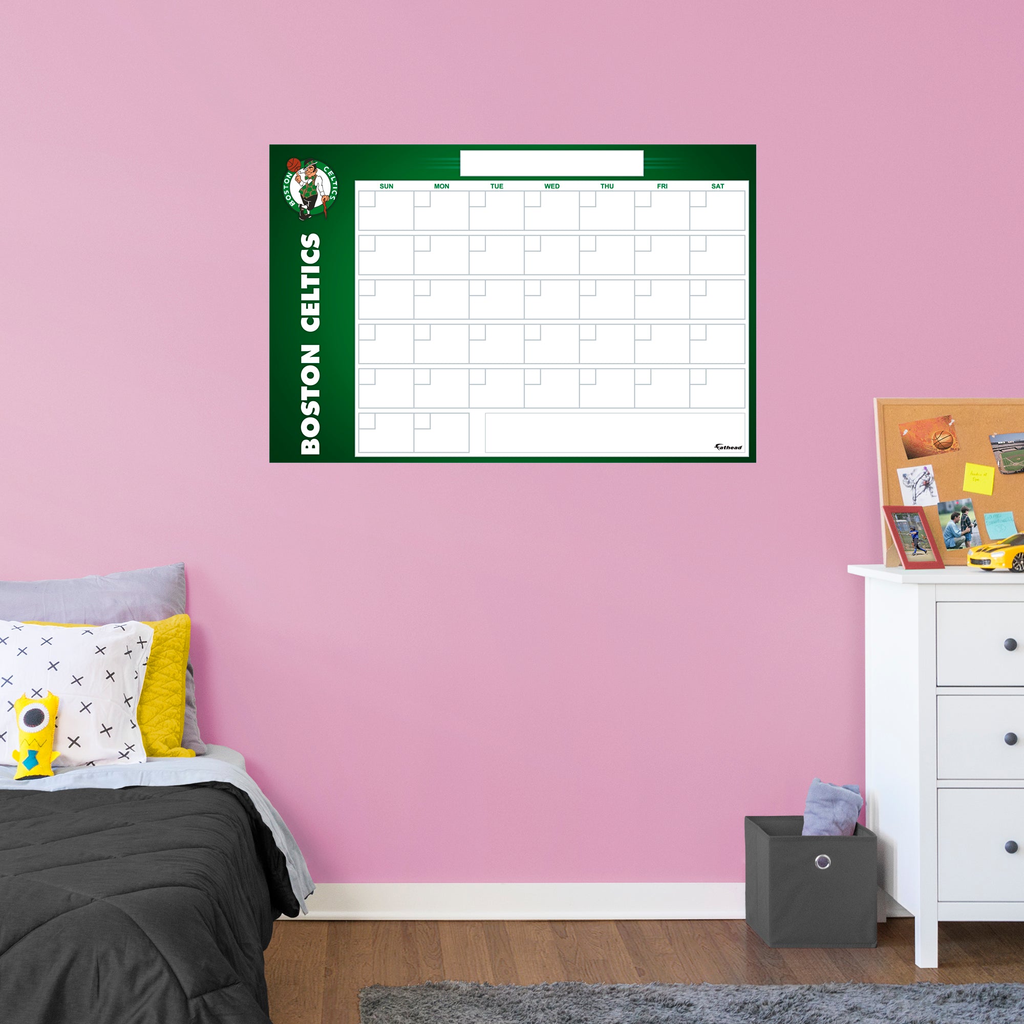 Boston Celtics Dry Erase Calendar - Officially Licensed NBA Removable Wall Decal Giant Decal (34"W x 52"H) by Fathead | Vinyl