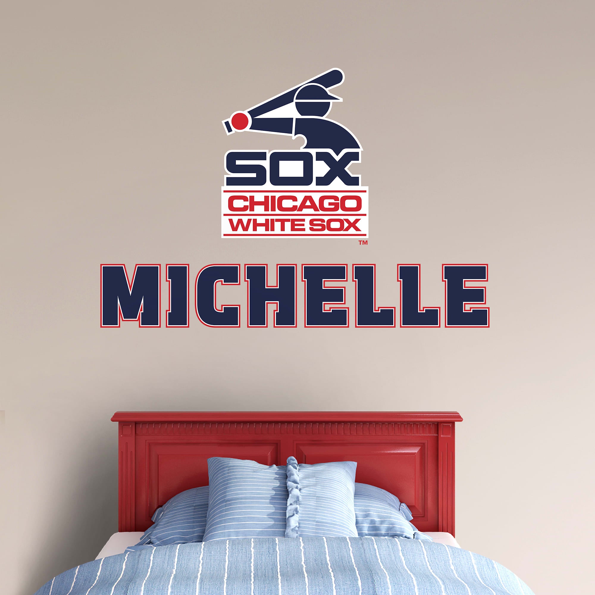 Chicago White Sox: Classic Stacked Personalized Name - Officially Licensed MLB Transfer Decal in Navy (52"W x 39.5"H) by Fathead