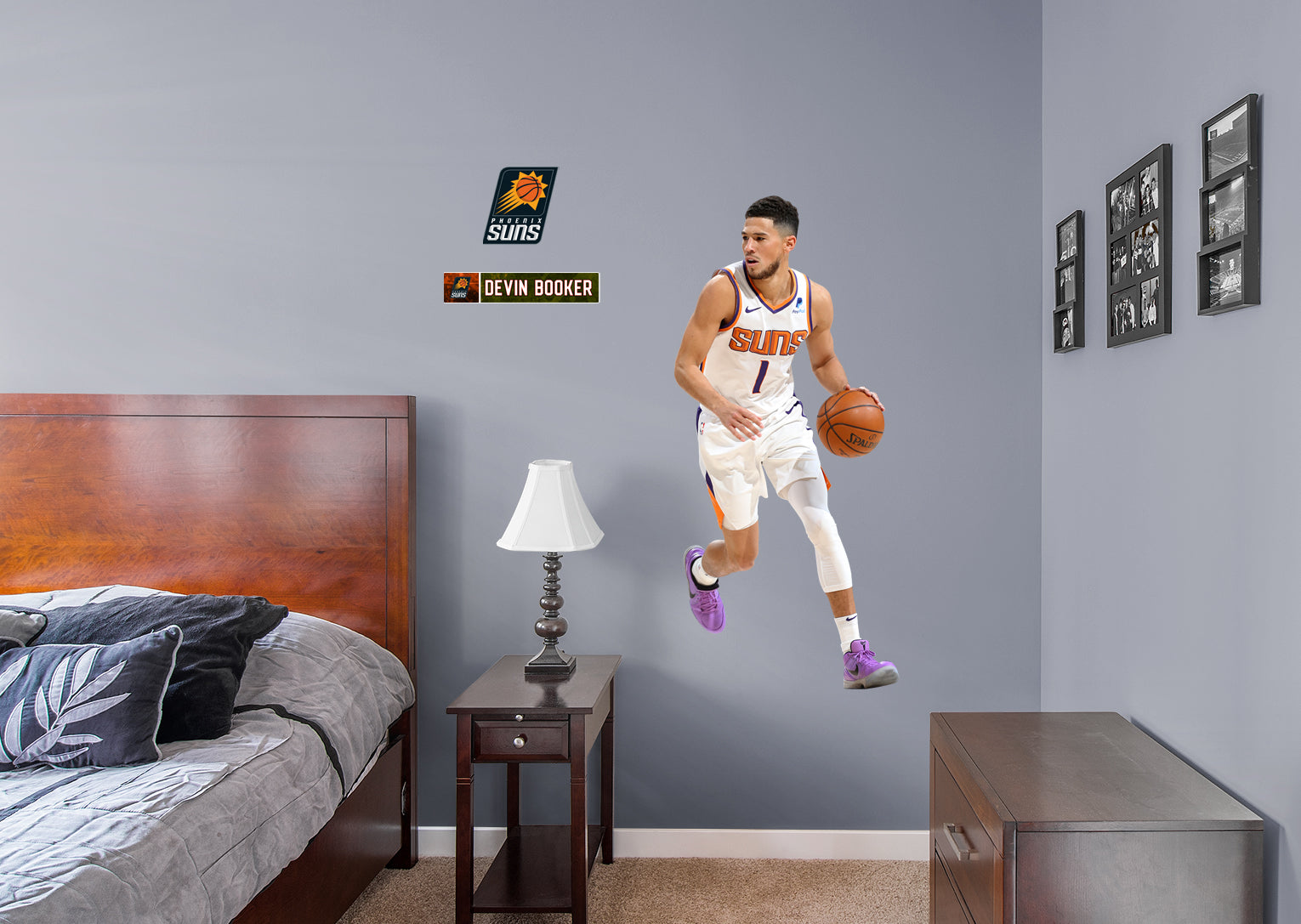 Devin Booker 2021 for Phoenix Suns - Officially Licensed NBA Removable Wall Decal Giant Athlete + 2 Decals (23"W x 51"H) by Fath