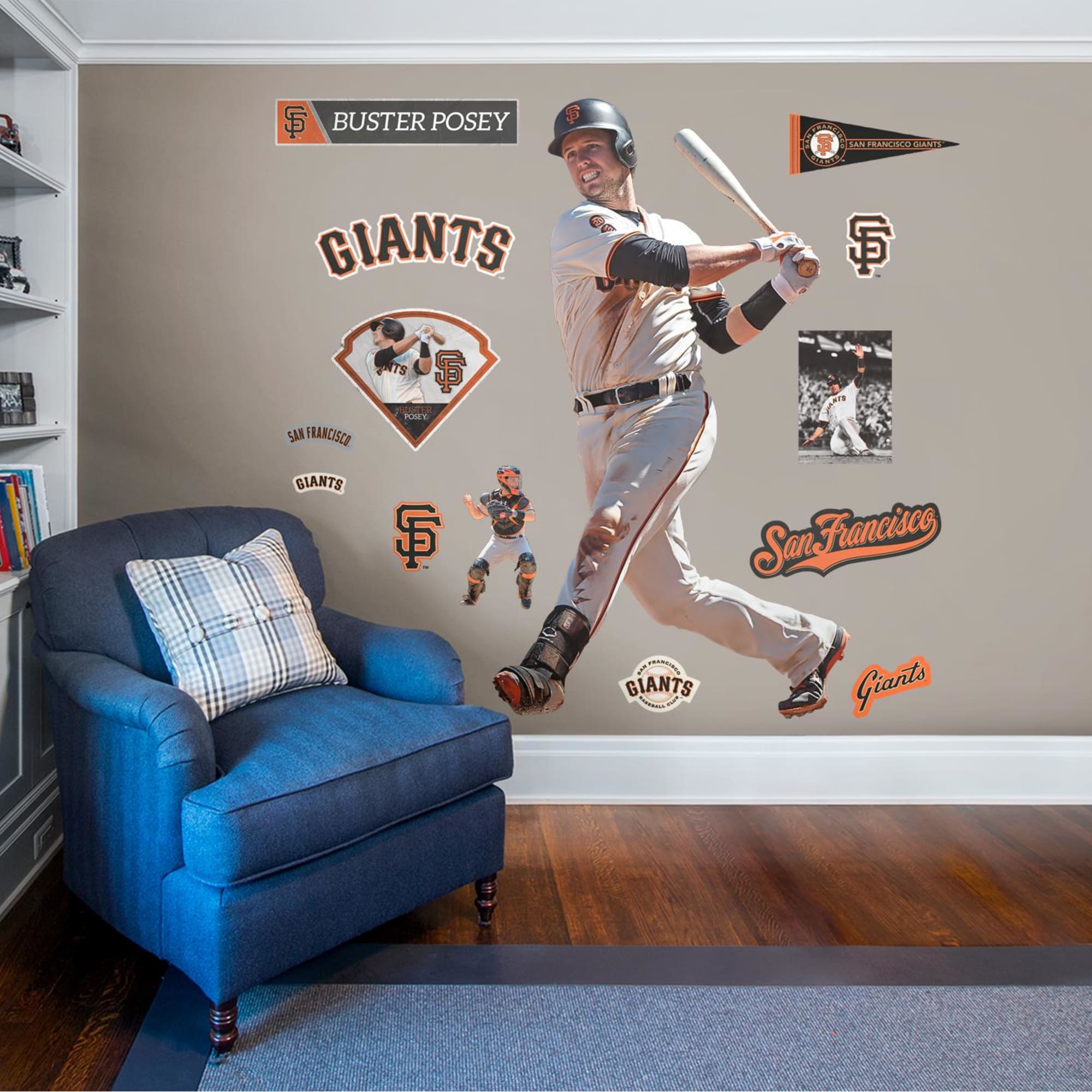 Buster Posey for San Francisco Giants - Officially Licensed MLB Removable Wall Decal XL by Fathead | Vinyl