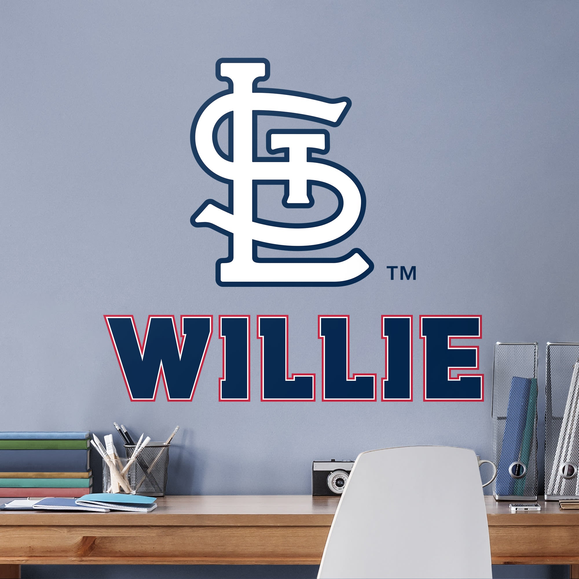 St. Louis Cardinals: "STL" Stacked Personalized Name - Officially Licensed MLB Transfer Decal in Navy (52"W x 39.5"H) by Fathead