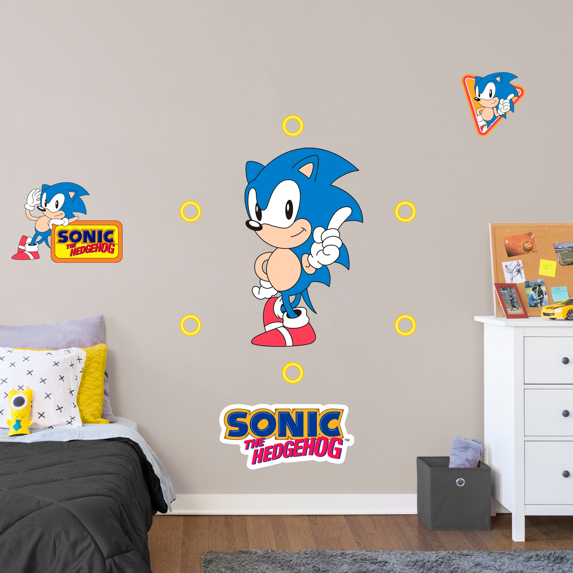 Sonic the Hedgehog Classic - Officially Licensed SEGA Removable Wall Decal Giant Character + 9 Decals (43.5"W x 26"H) by Fathead