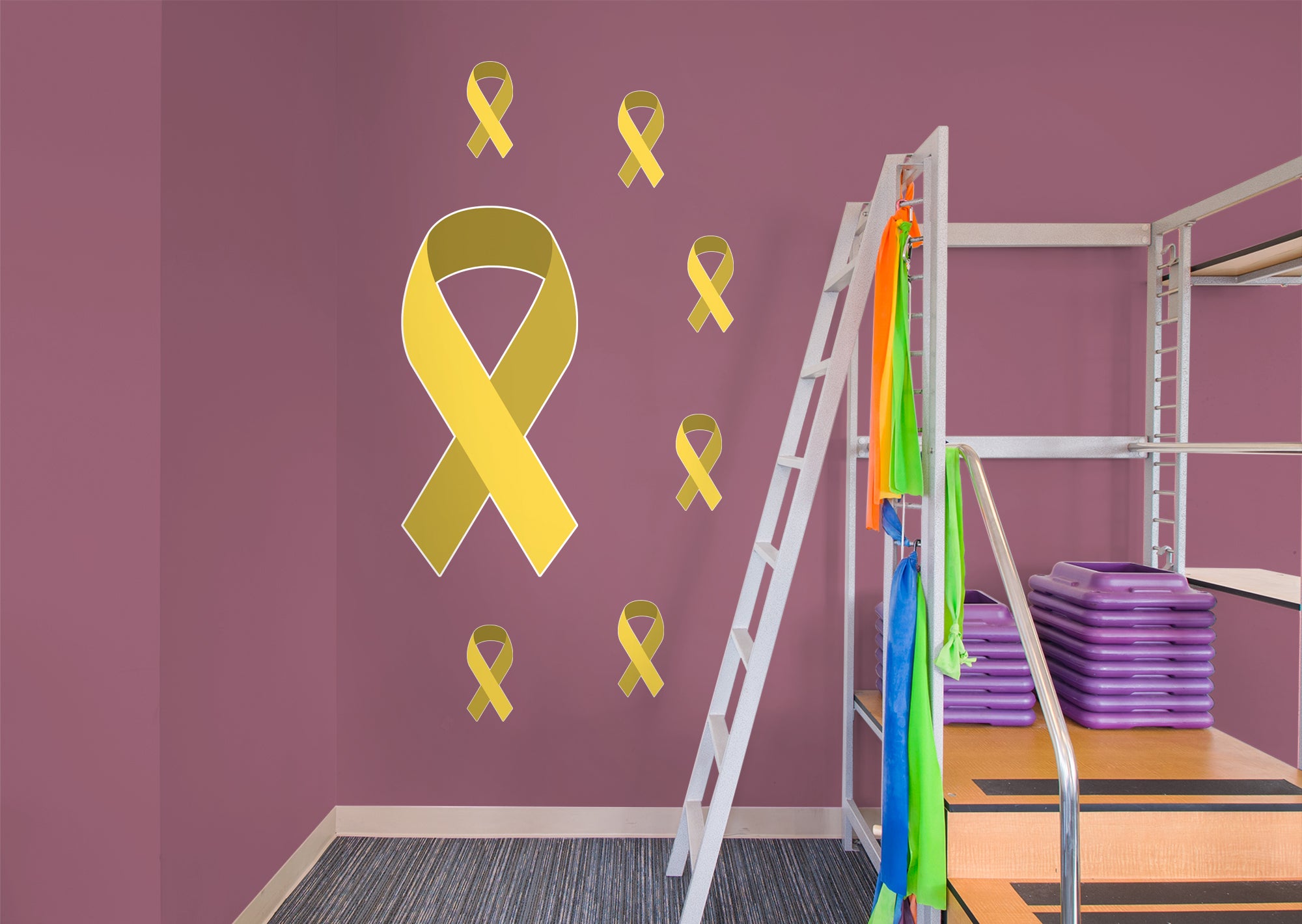 Colors of Cancer Ribbons: American Cancer Society Removable Wall Decal Giant Sarcoma/Bone/Bladder Cancer Ribbon + 6 Decals (24"W