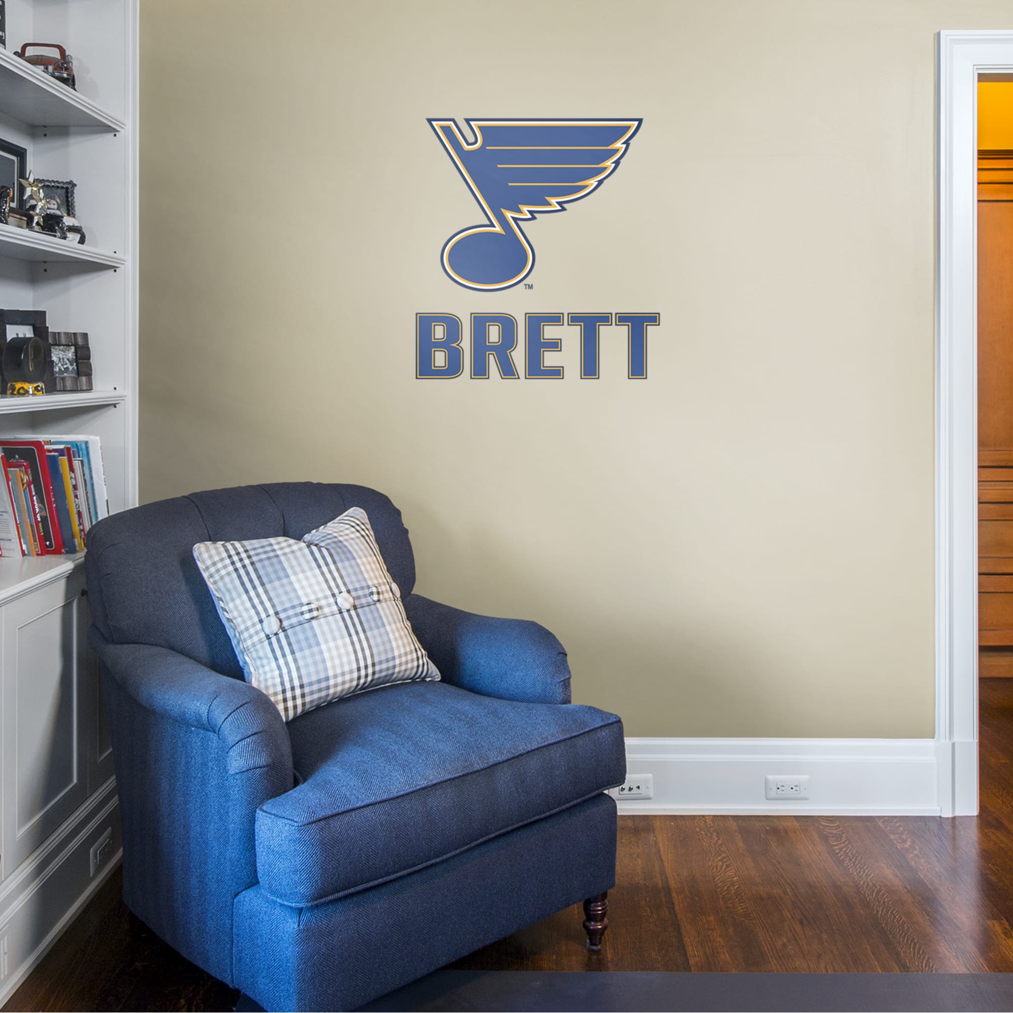 St. Louis Blues: Stacked Personalized Name - Officially Licensed NHL Transfer Decal in Blue (39.5"W x 52"H) by Fathead | Vinyl