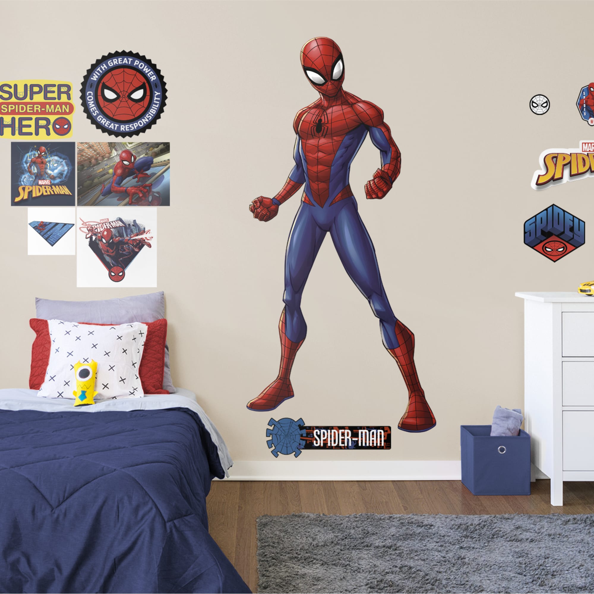 Spider-Man: Hero - Officially Licensed Removable Wall Decal Life-Size Character + 12 Decals (58"W x 80"H) by Fathead | Vinyl