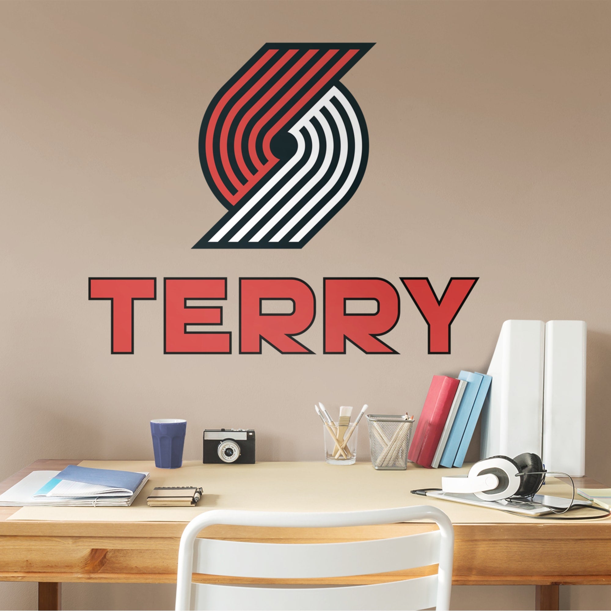 Portland Trail Blazers: Stacked Personalized Name - Officially Licensed NBA Transfer Decal in Red (39.5"W x 52"H) by Fathead | V