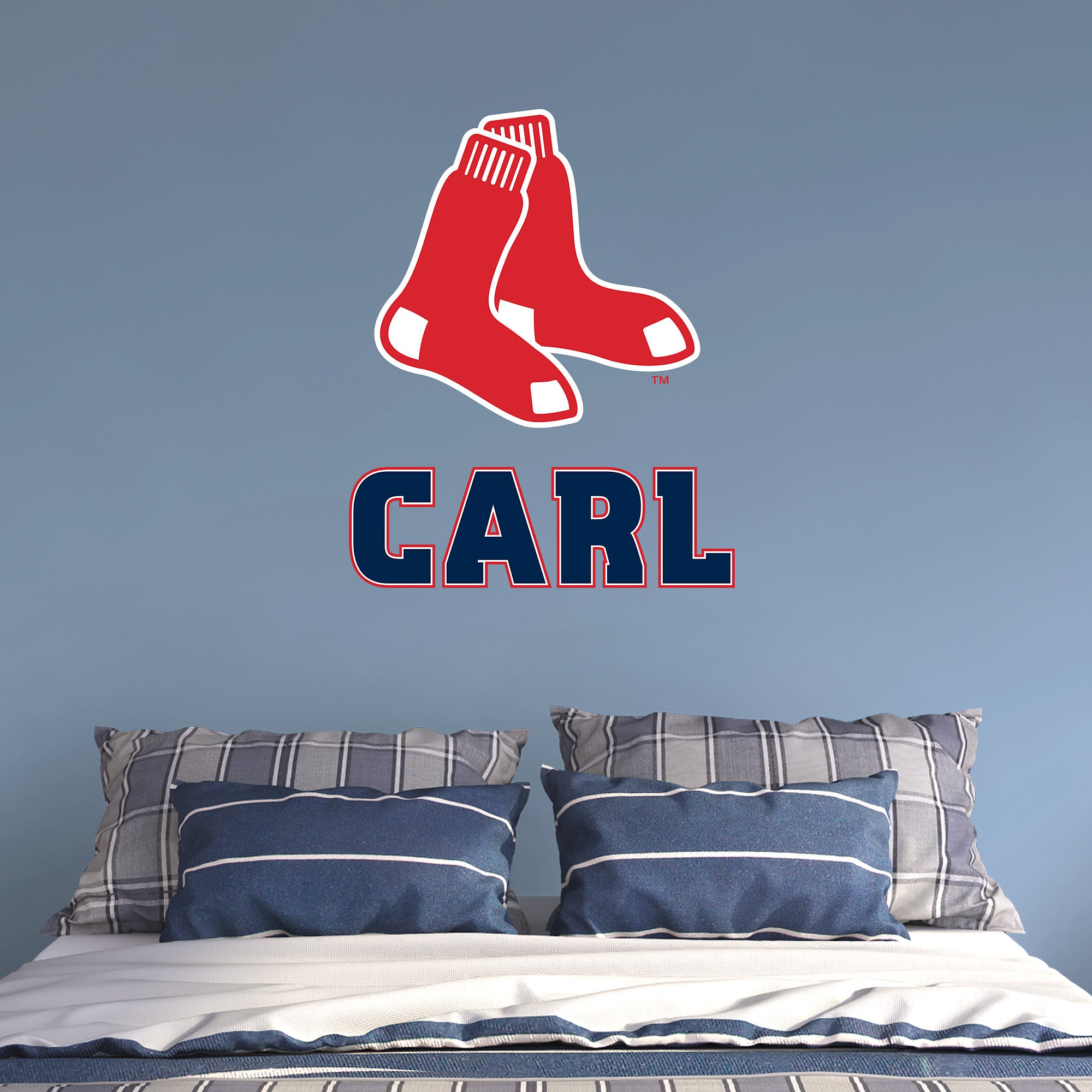 Boston Red Sox: Stacked Personalized Name - Officially Licensed MLB Transfer Decal in Navy (52"W x 39.5"H) by Fathead | Vinyl