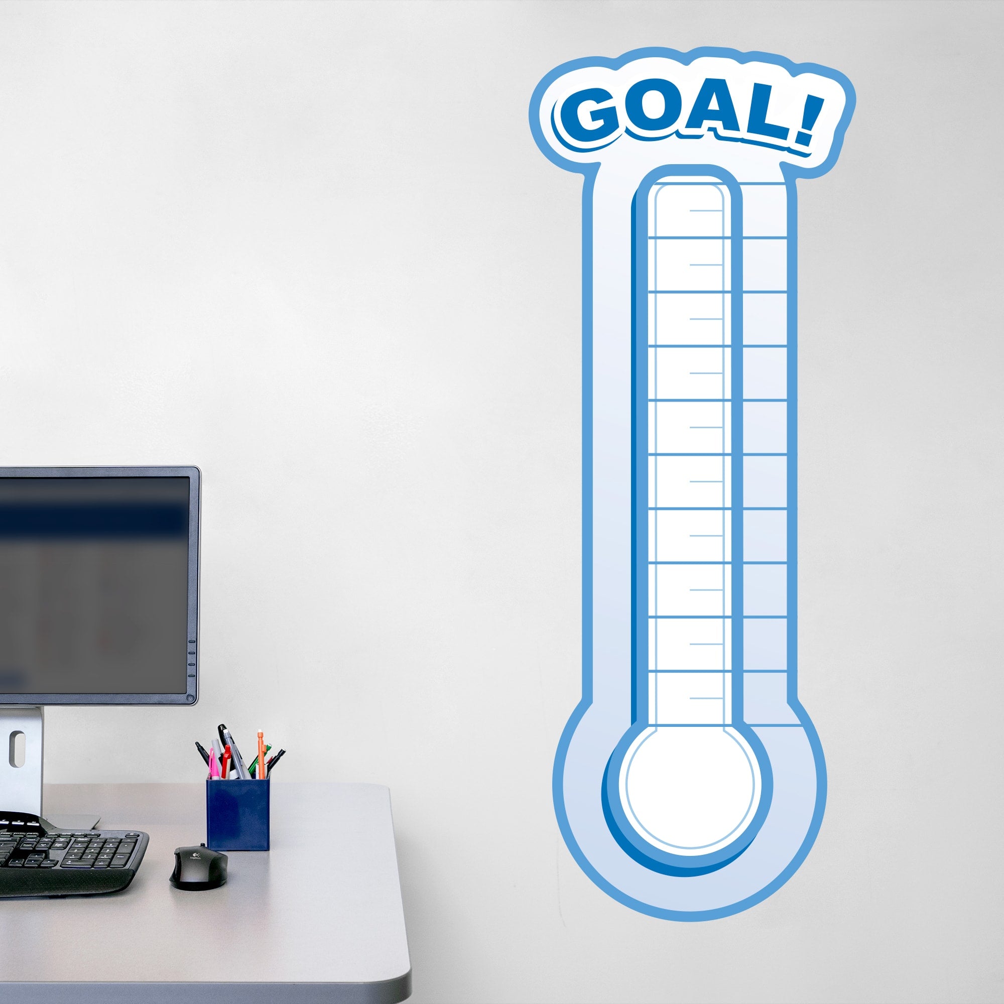 Goal Thermometer - Removable Dry Erase Vinyl Decal in Navy (17.5"W x 46.8"H) by Fathead