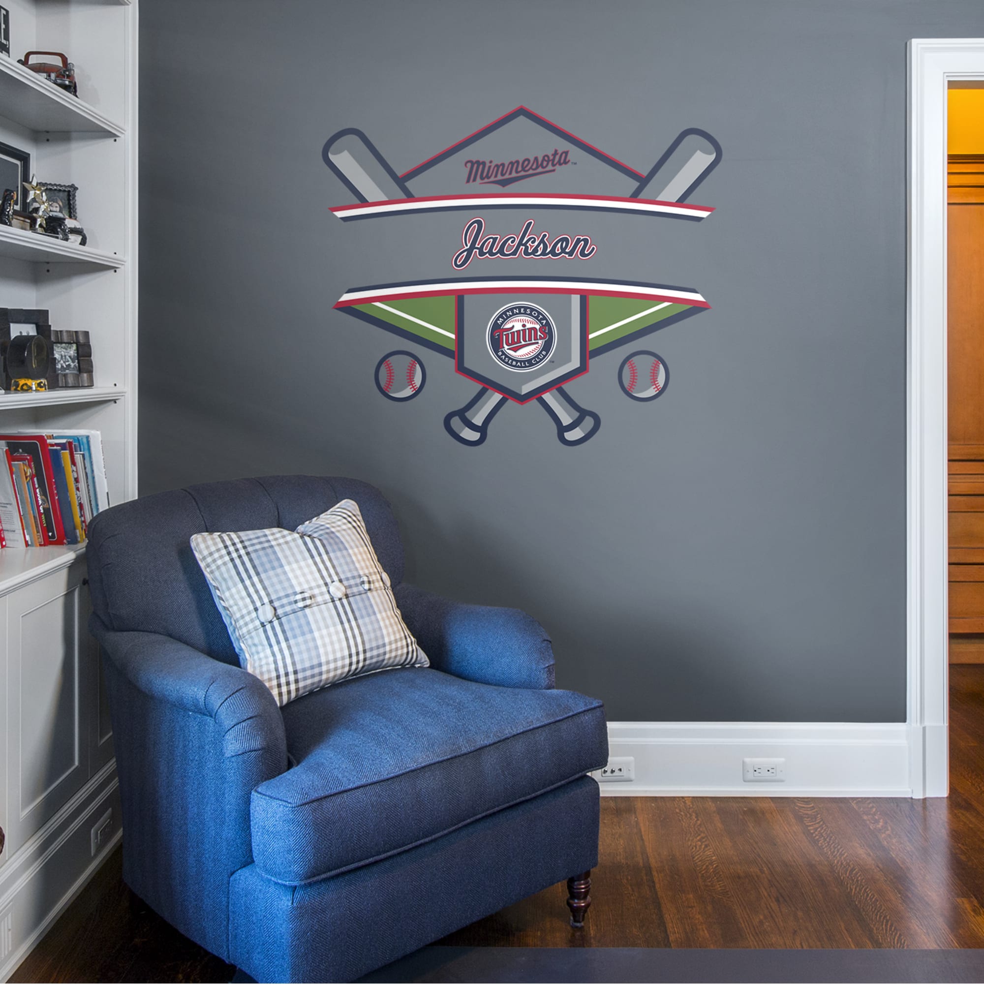 Minnesota Twins: Personalized Name - Officially Licensed MLB Transfer Decal 45.0"W x 39.0"H by Fathead | Vinyl