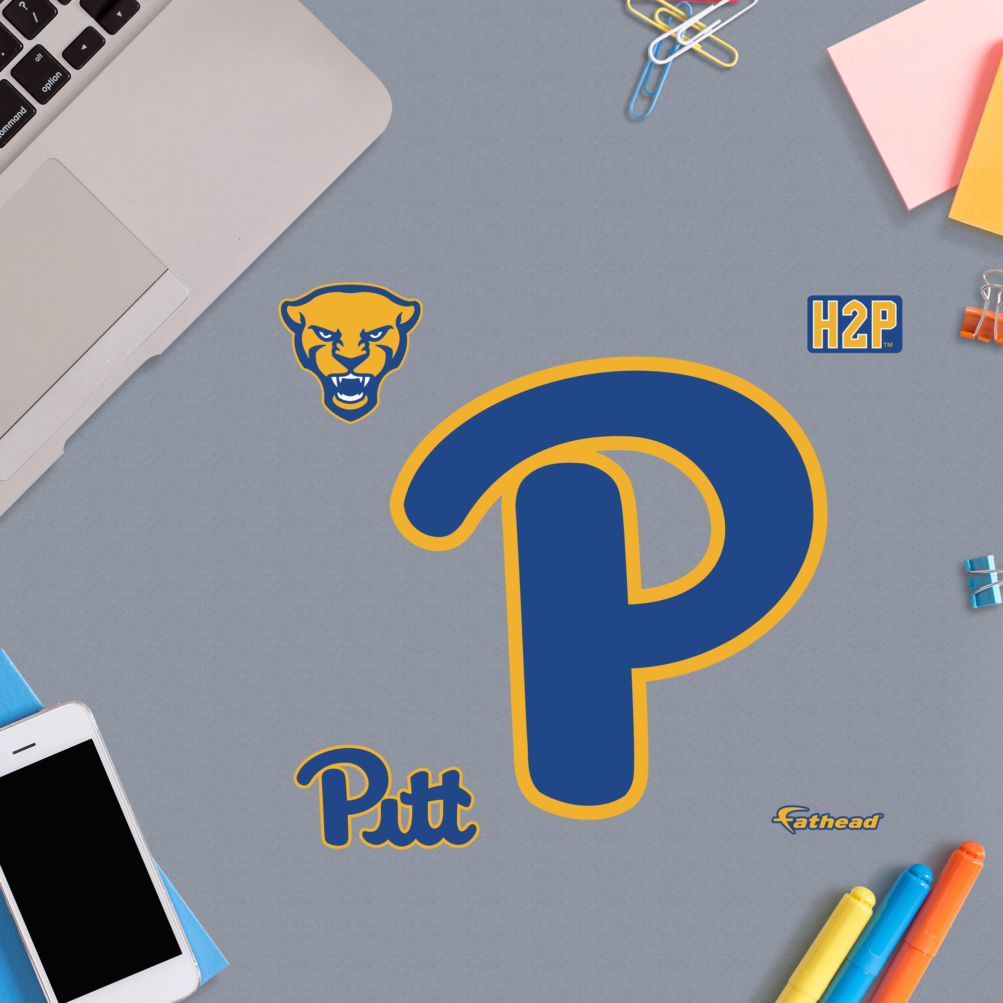 Pittsburgh Panthers: Secondary Logo - Officially Licensed Removable Wall Decal by Fathead | Vinyl