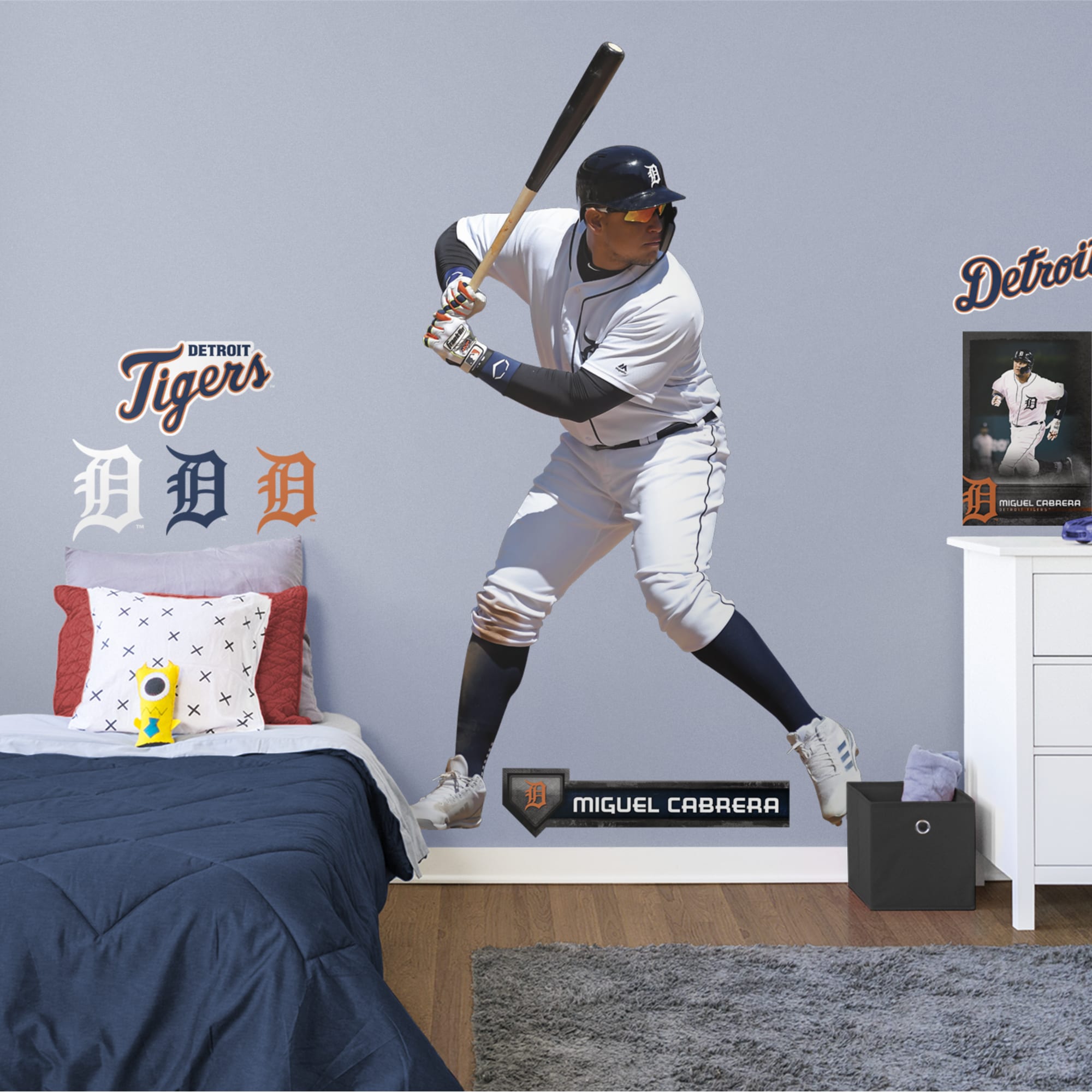 Miguel Cabrera for Detroit Tigers: At Bat - Officially Licensed MLB Removable Wall Decal Life-Size Athlete + 11 Decals (51"W x 8