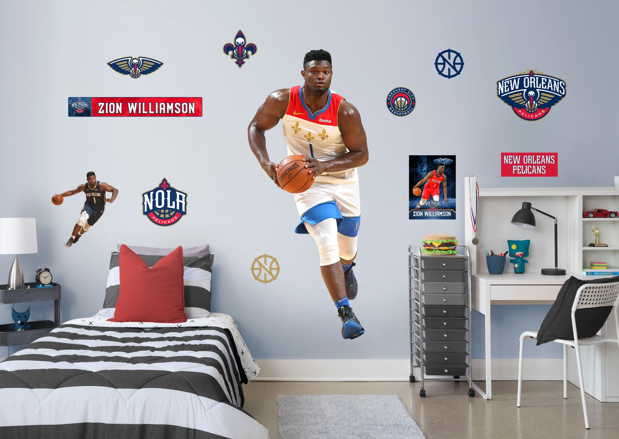 Zion Williamson 2021 City Jersey for New Orleans Pelicans - Officially Licensed NBA Removable Wall Decal Life-Size Athlete + 11