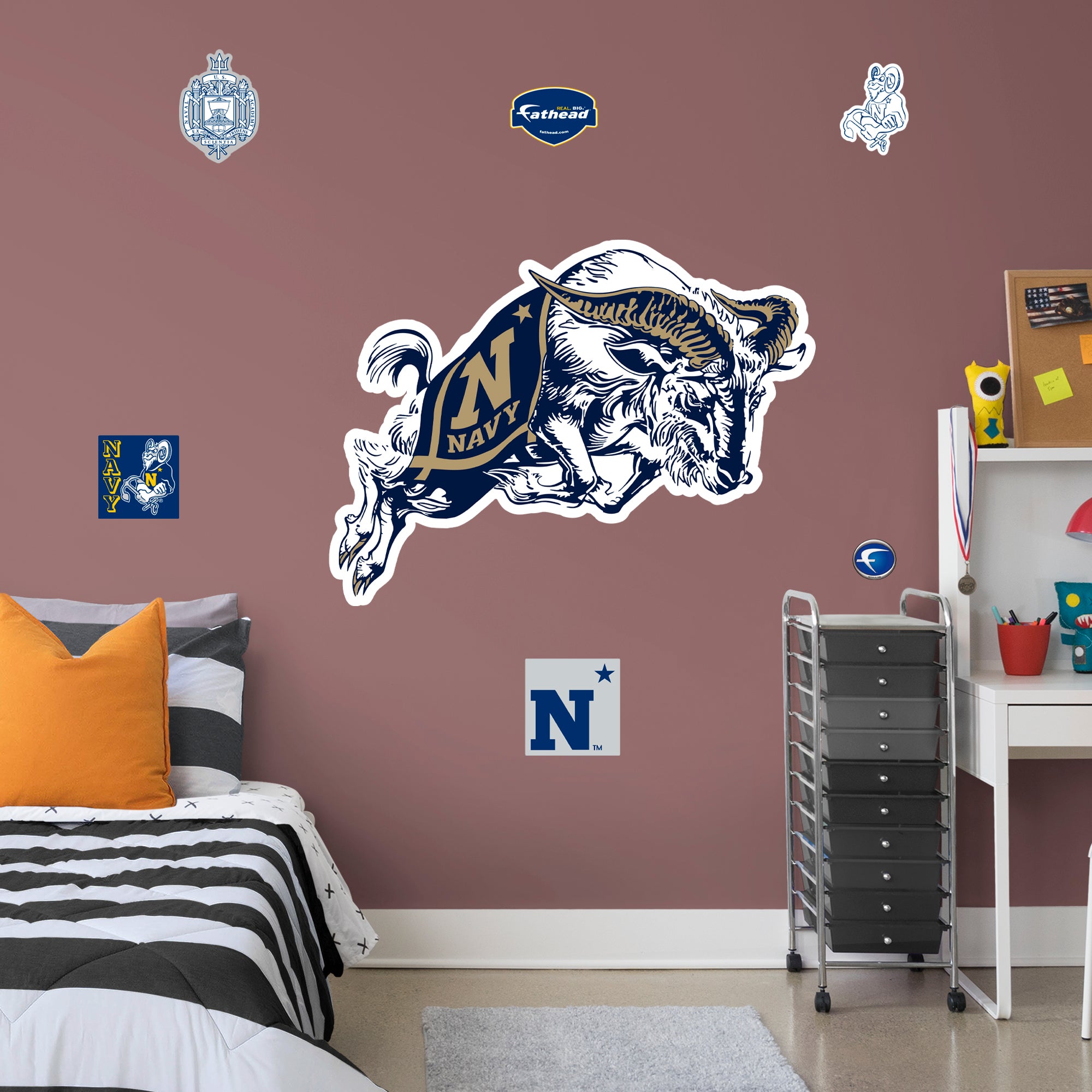 U.S. Naval Academy 2020 RealBig Logo - Officially Licensed NCAA Removable Wall Decal Giant Decal (48"W x 39"H) by Fathead | Viny
