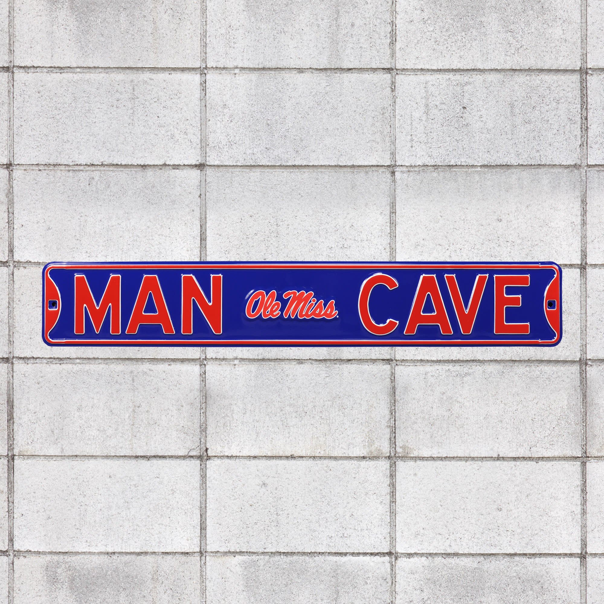 Ole Miss Rebels: Man Cave - Officially Licensed Metal Street Sign 36.0"W x 6.0"H by Fathead | 100% Steel