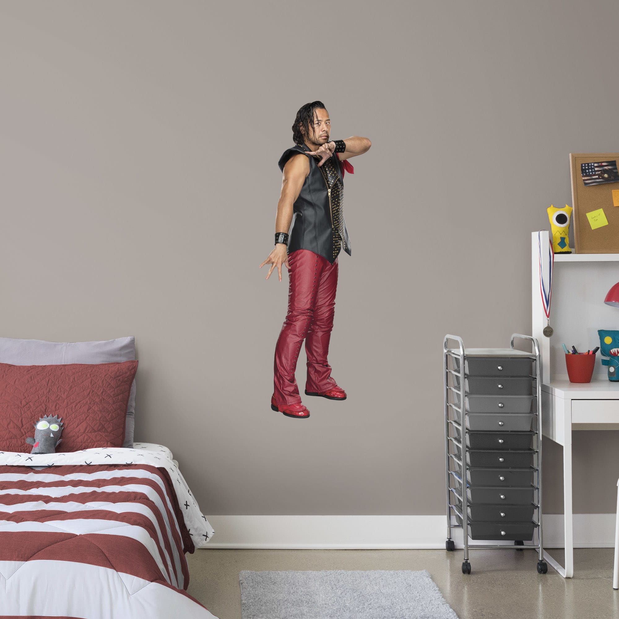 Shinsuke Nakamura for WWE - Officially Licensed Removable Wall Decal Giant Superstar + 2 Decals (18"W x 51"H) by Fathead | Vinyl