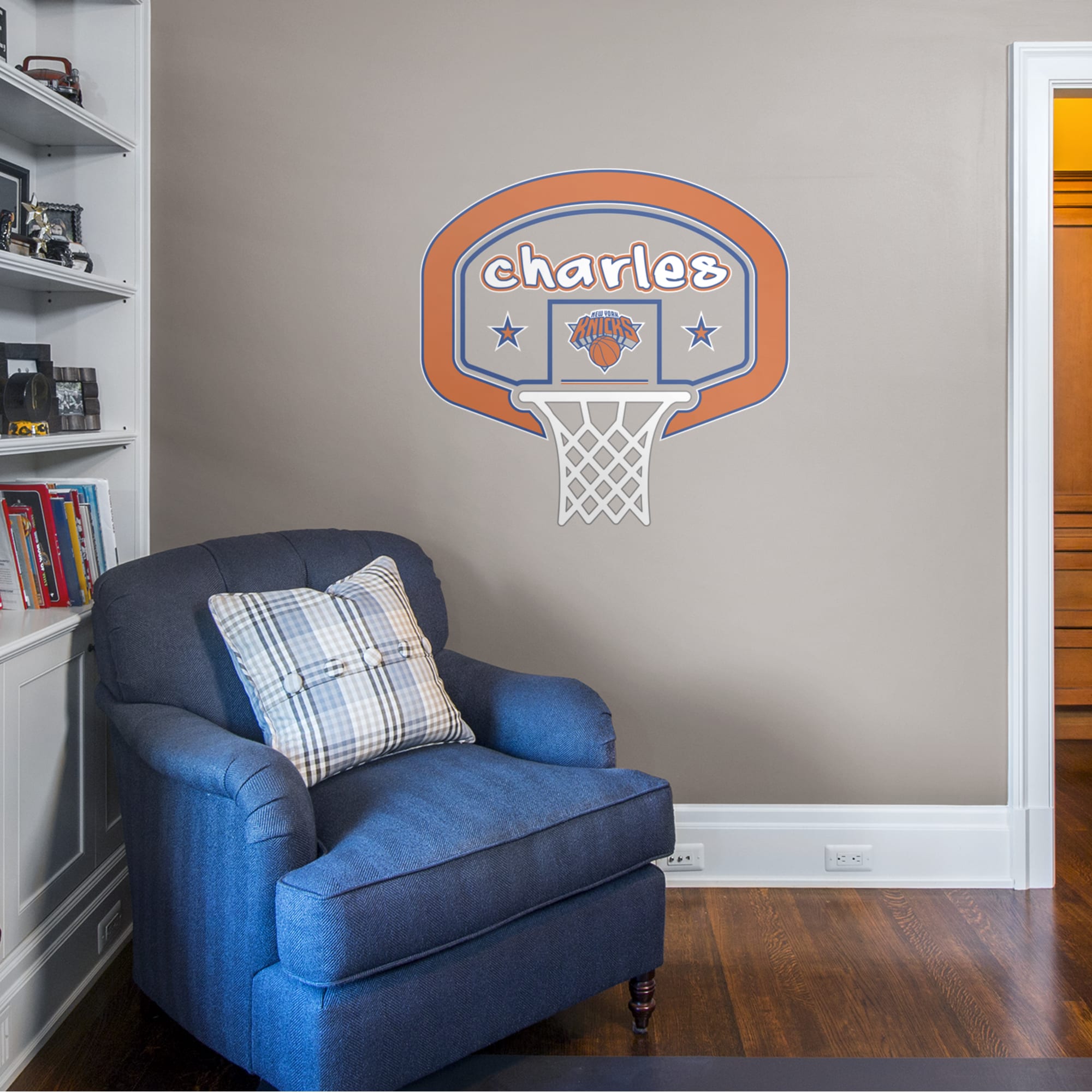 New York Knicks: Personalized Name - Officially Licensed NBA Transfer Decal 52.0"W x 39.5"H by Fathead | Vinyl