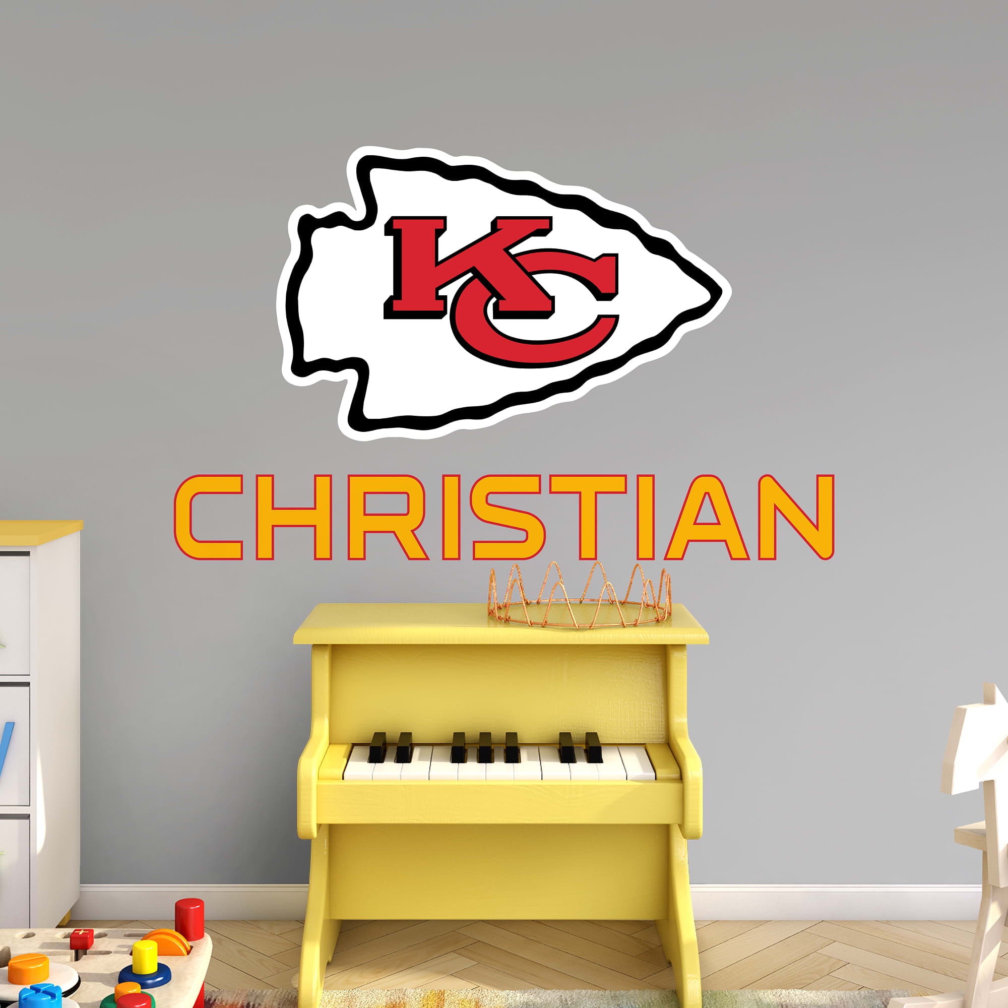 Kansas City Chiefs: Stacked Personalized Name - Officially Licensed NFL Transfer Decal in Yellow by Fathead | Vinyl