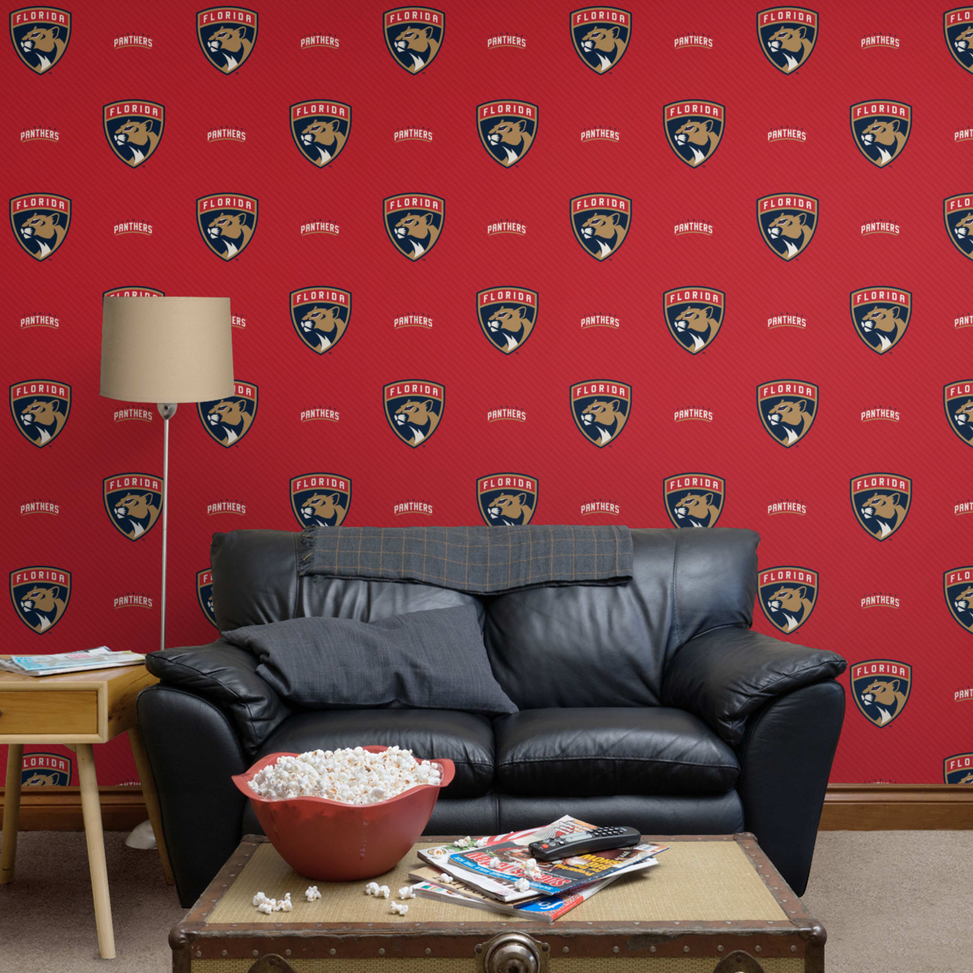 Florida Panthers: Stripes Pattern - Officially Licensed NHL Removable Wallpaper 12" x 12" Sample by Fathead
