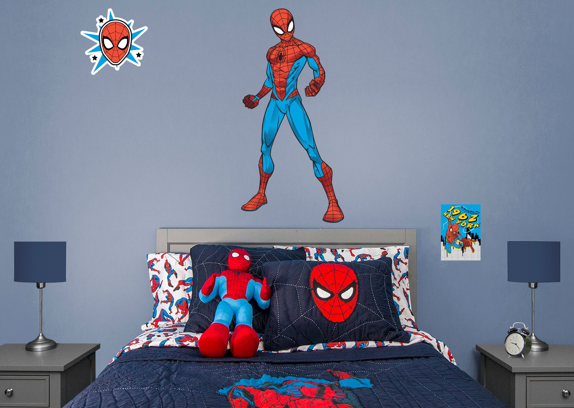 POP SPIDER-MAN - Officially Licensed Marvel Removable Wall Decal Giant Character + 2 Decals (51"W x 25"H) by Fathead | Vinyl