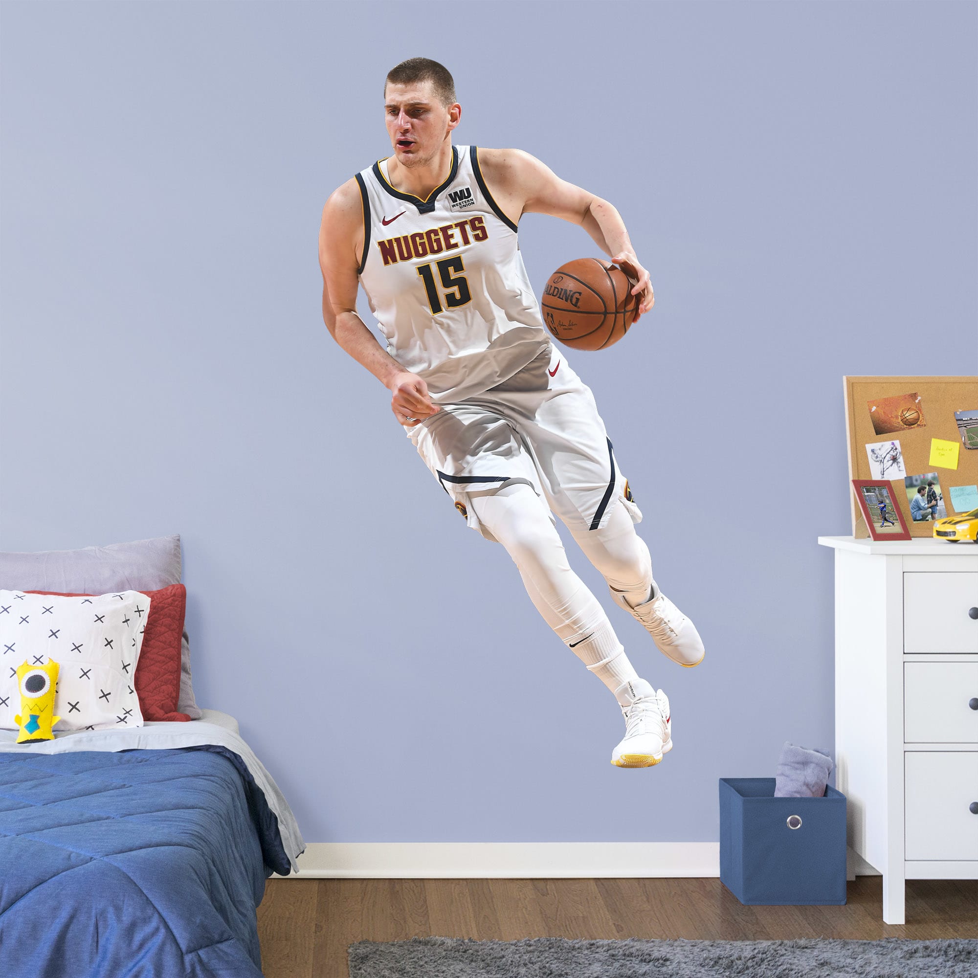 Nikola Jokic for Denver Nuggets - Officially Licensed NBA Removable Wall Decal Life-Size Athlete + 2 Decals (42"W x 78"H) by Fat