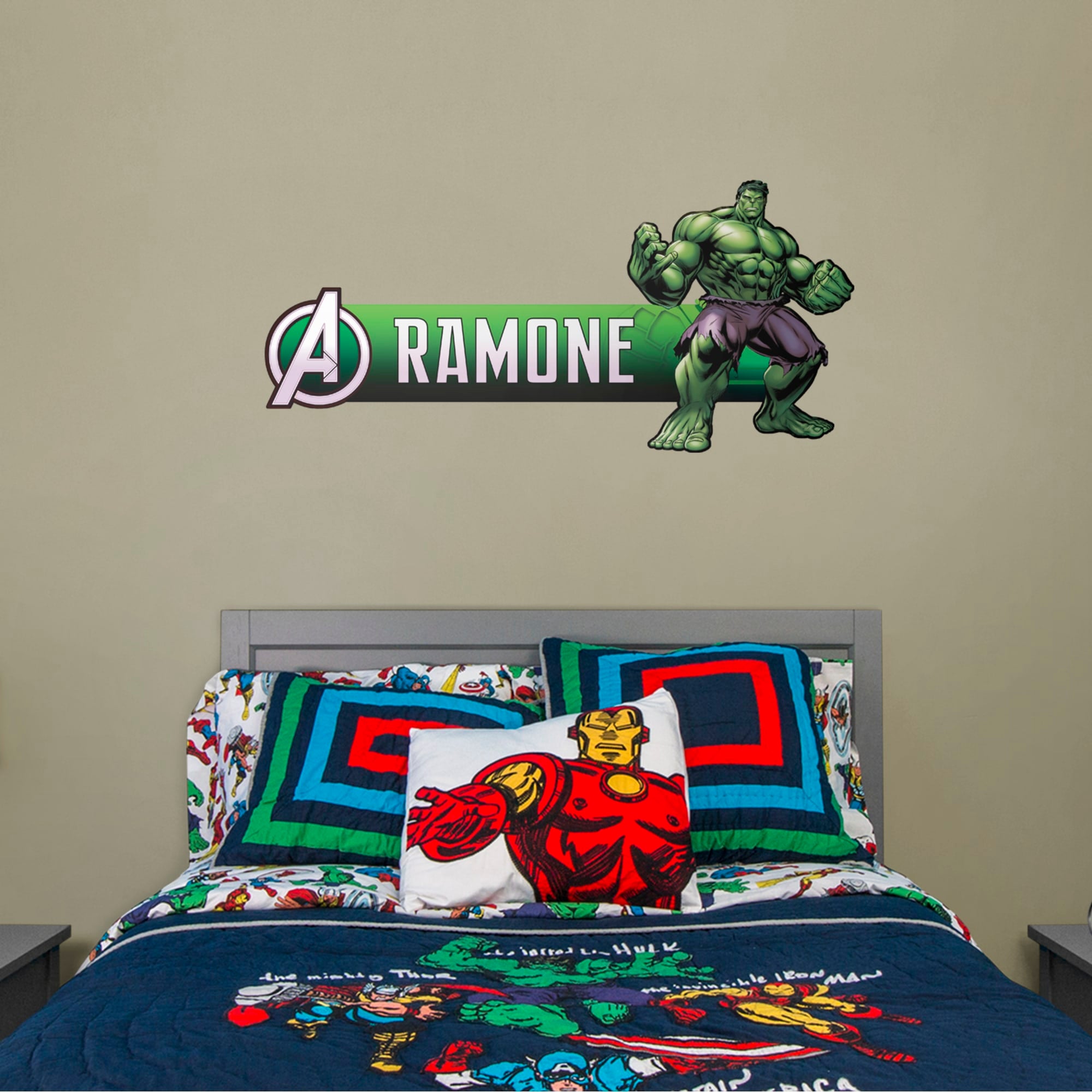 The Hulk: Personalized Name - Officially Licensed Removable Wall Decal 52.0"W x 39.5"H by Fathead | Vinyl