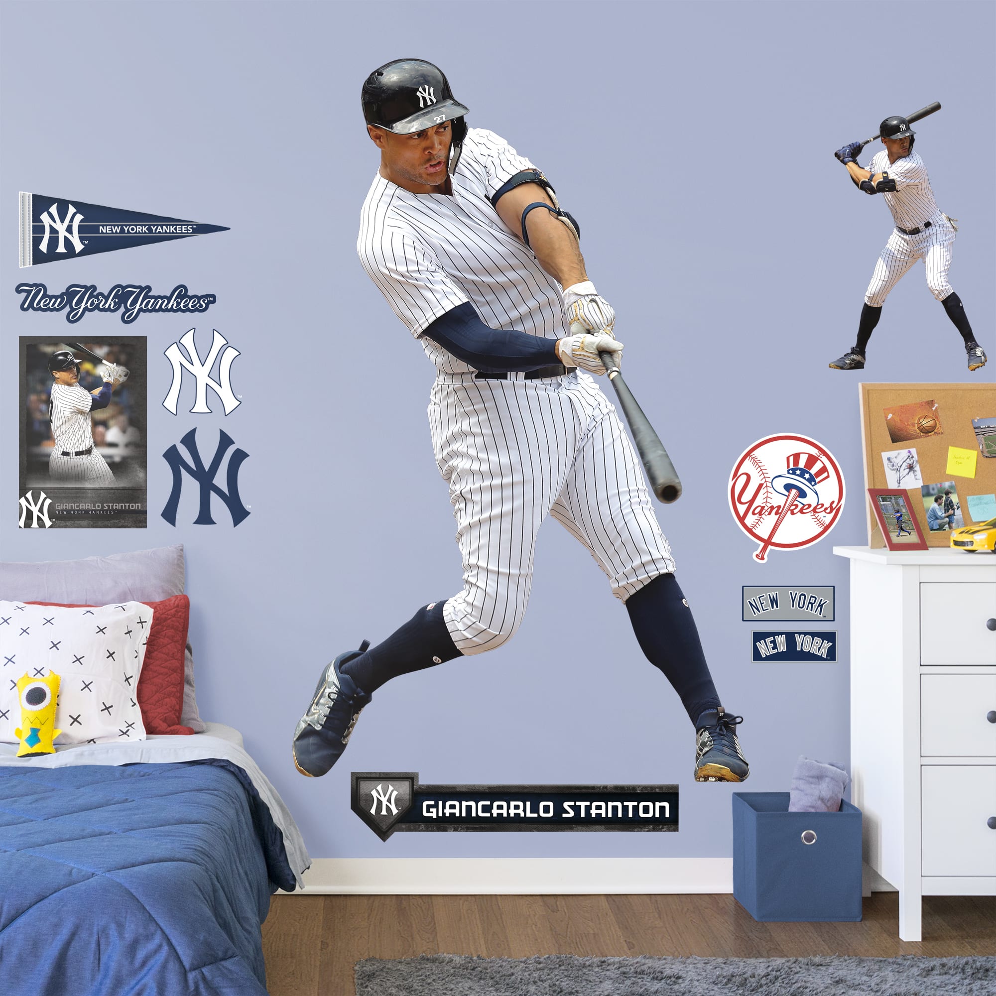 Giancarlo Stanton for New York Yankees: Swing - Officially Licensed MLB Removable Wall Decal Life-Size Athlete + 12 Decals (49"W